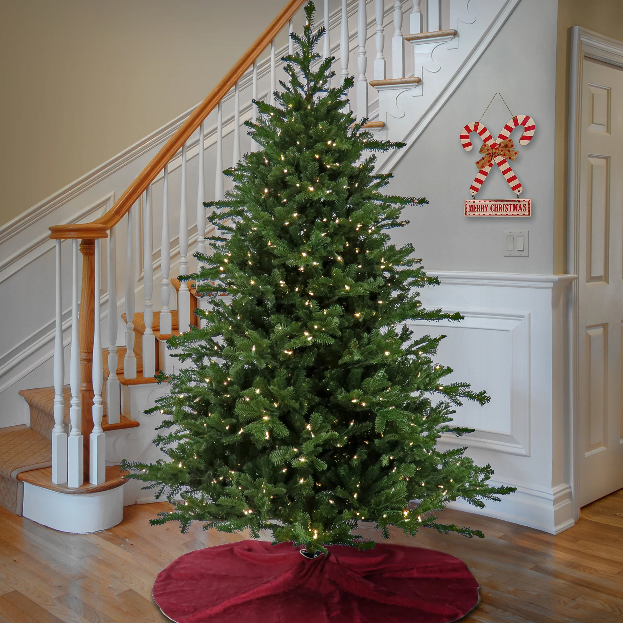 10 ft. Pre-Lit Douglas Fir Hinged Tree with Warm White LED Lights - Image 2