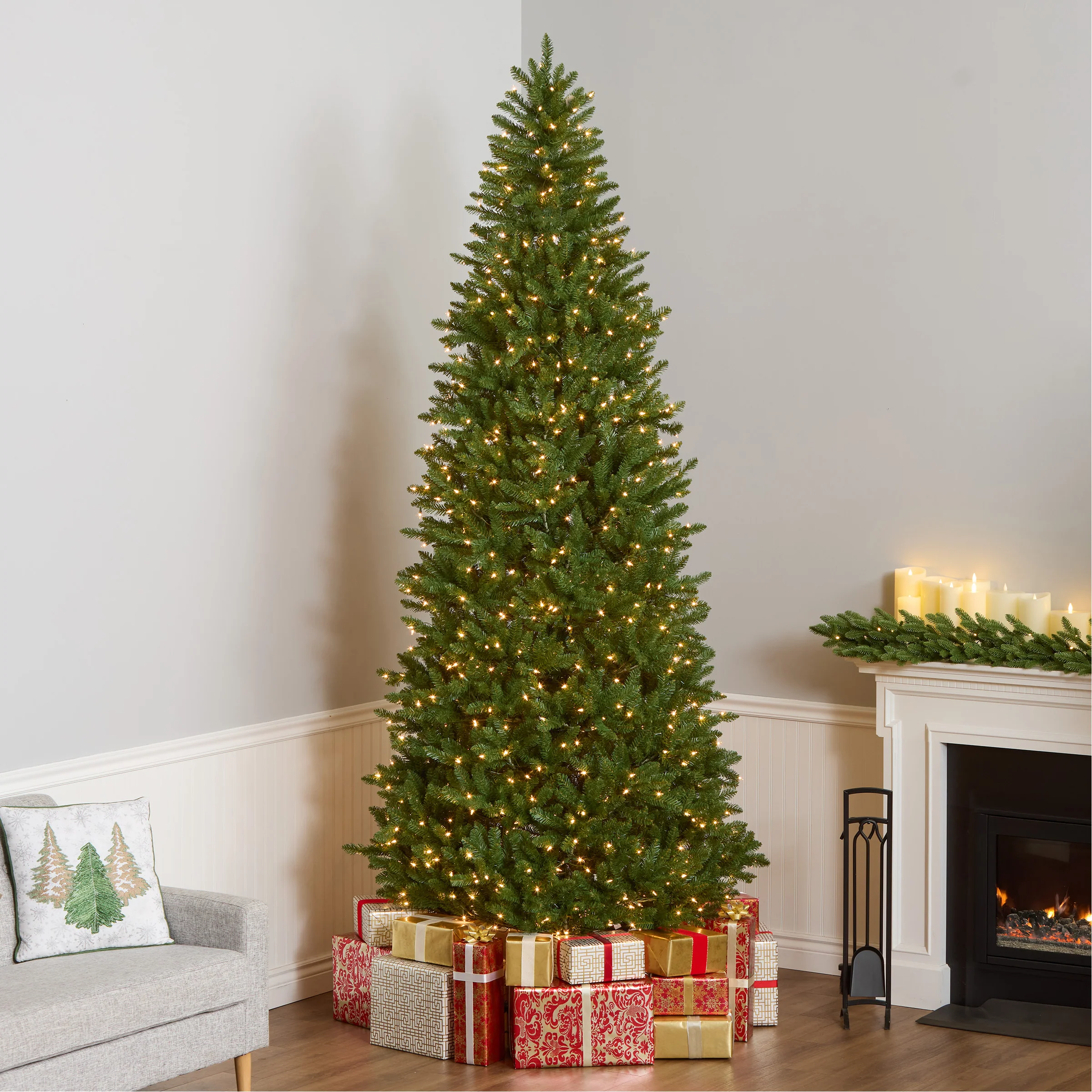 10 ft. Pre-Lit Natural Fraser Slim Fir Tree with Clear Lights, Plug-In - Image 2