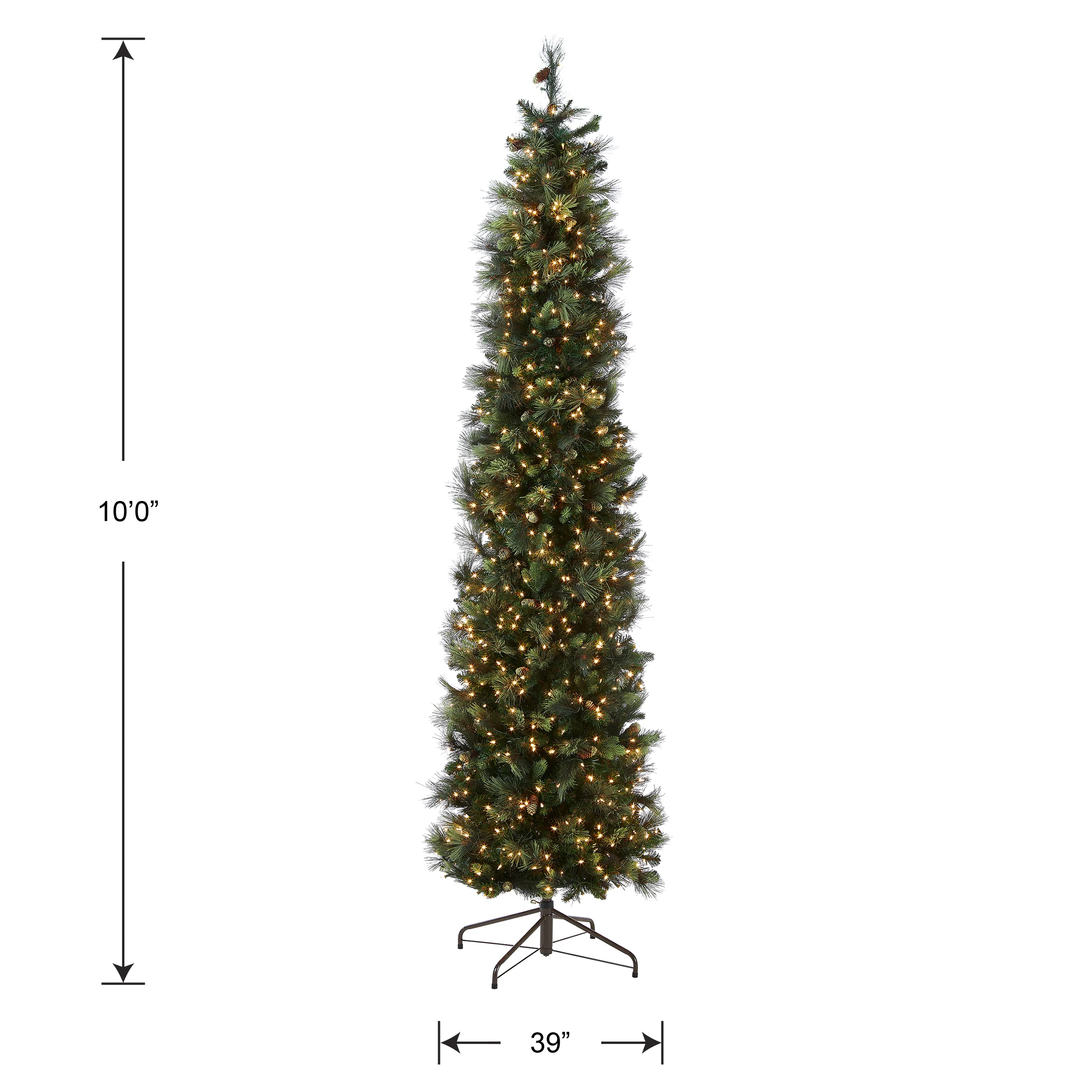 10 ft.Pre-Lit Carolina Pine Slim Tree with Clear Lights, Plug-In - Image 5