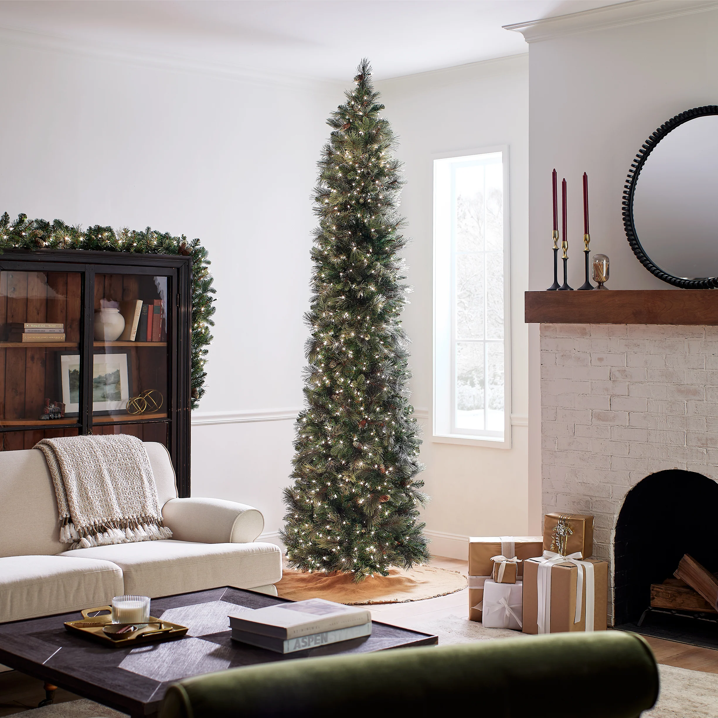 10 ft.Pre-Lit Carolina Pine Slim Tree with Clear Lights, Plug-In - Image 7