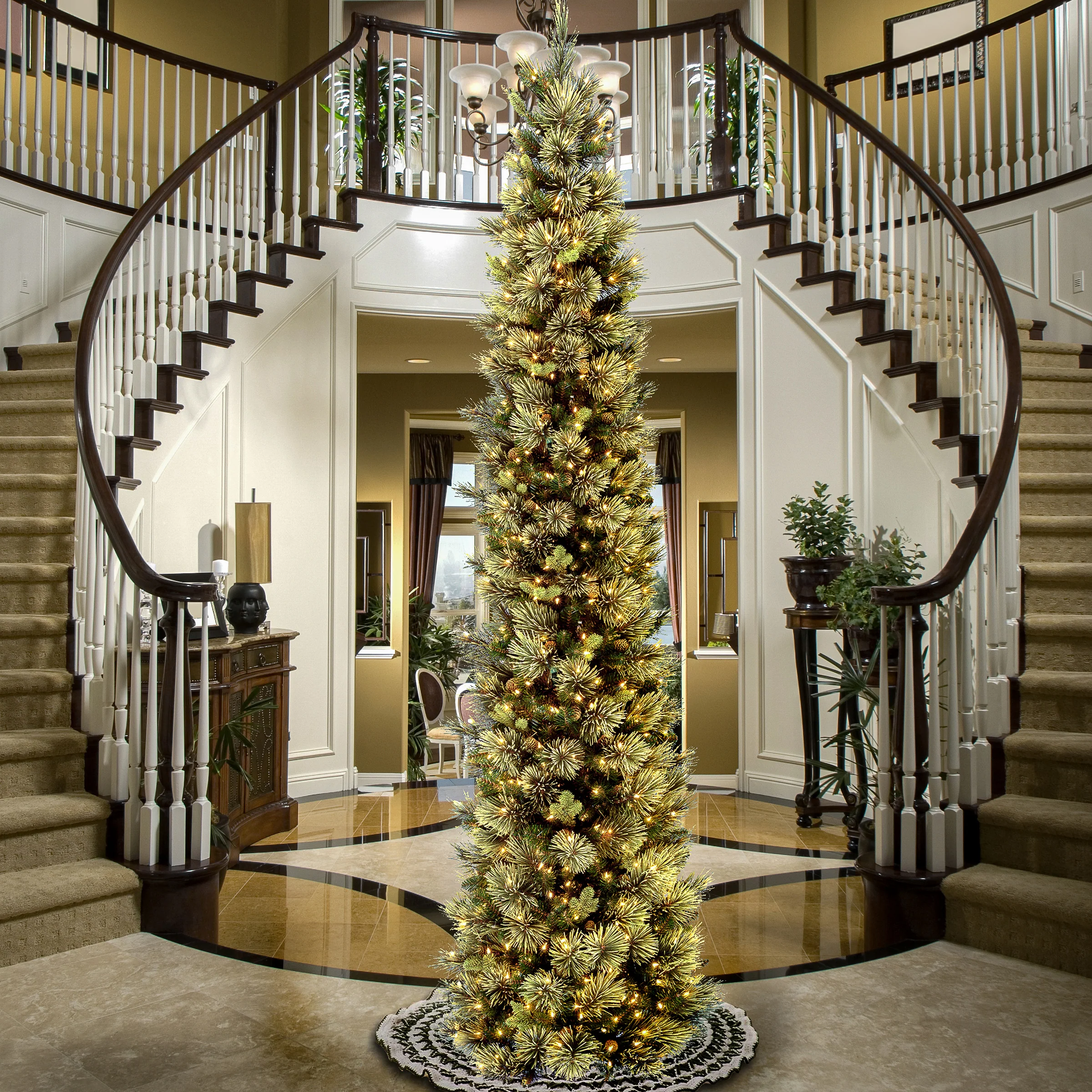 10 ft.Pre-Lit Carolina Pine Slim Tree with Clear Lights, Plug-In - Image 8