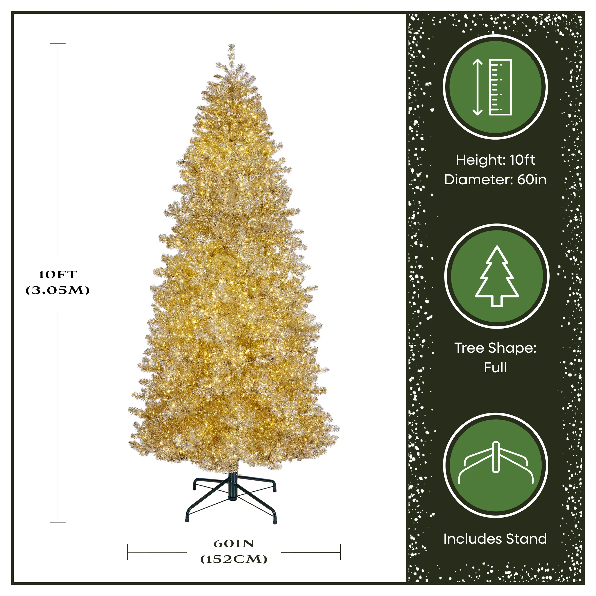 10 ft. Pre-Lit Christmas Platinum Metallic Tree with Warm White LED Infinity Lights - Image 4