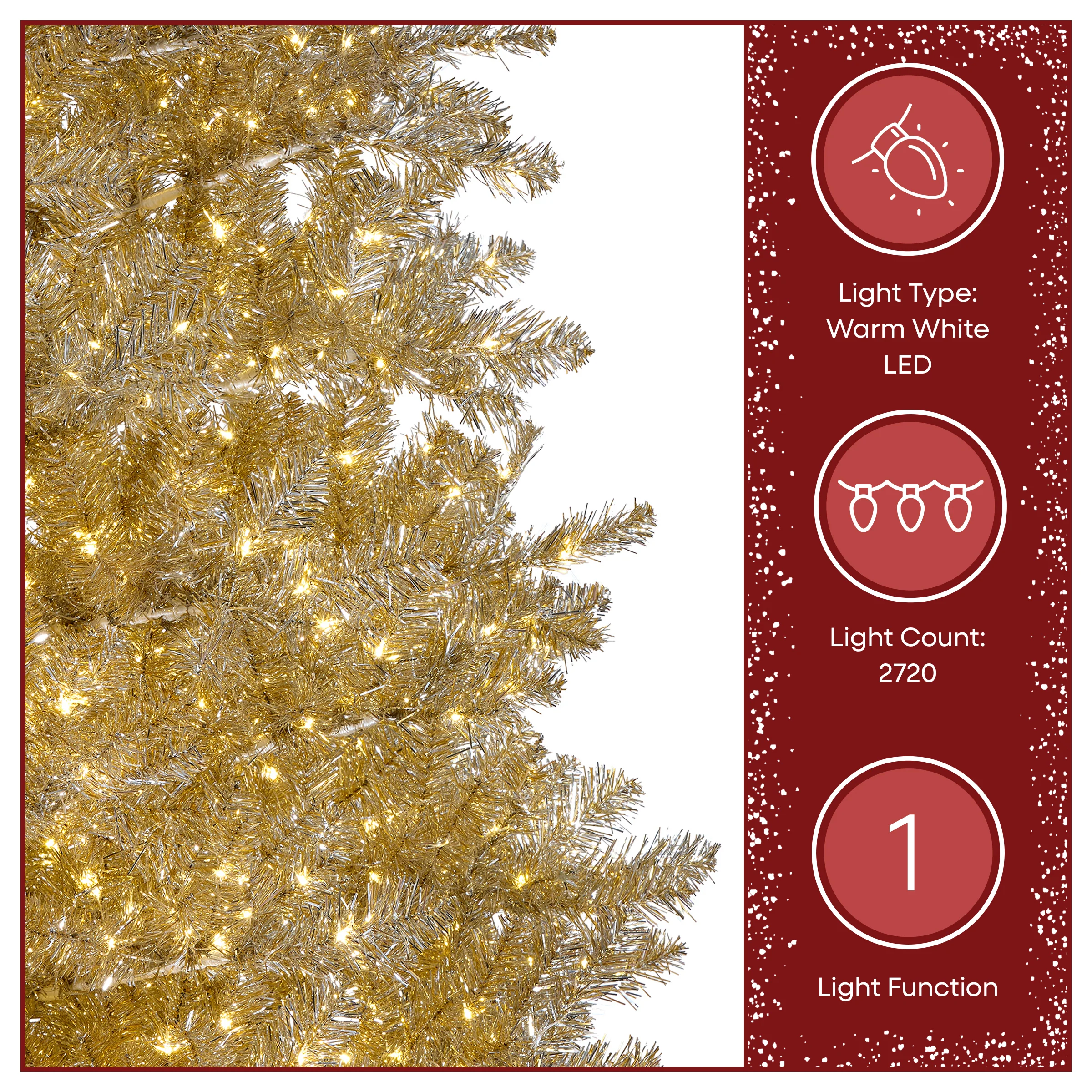 10 ft. Pre-Lit Christmas Platinum Metallic Tree with Warm White LED Infinity Lights - Image 6