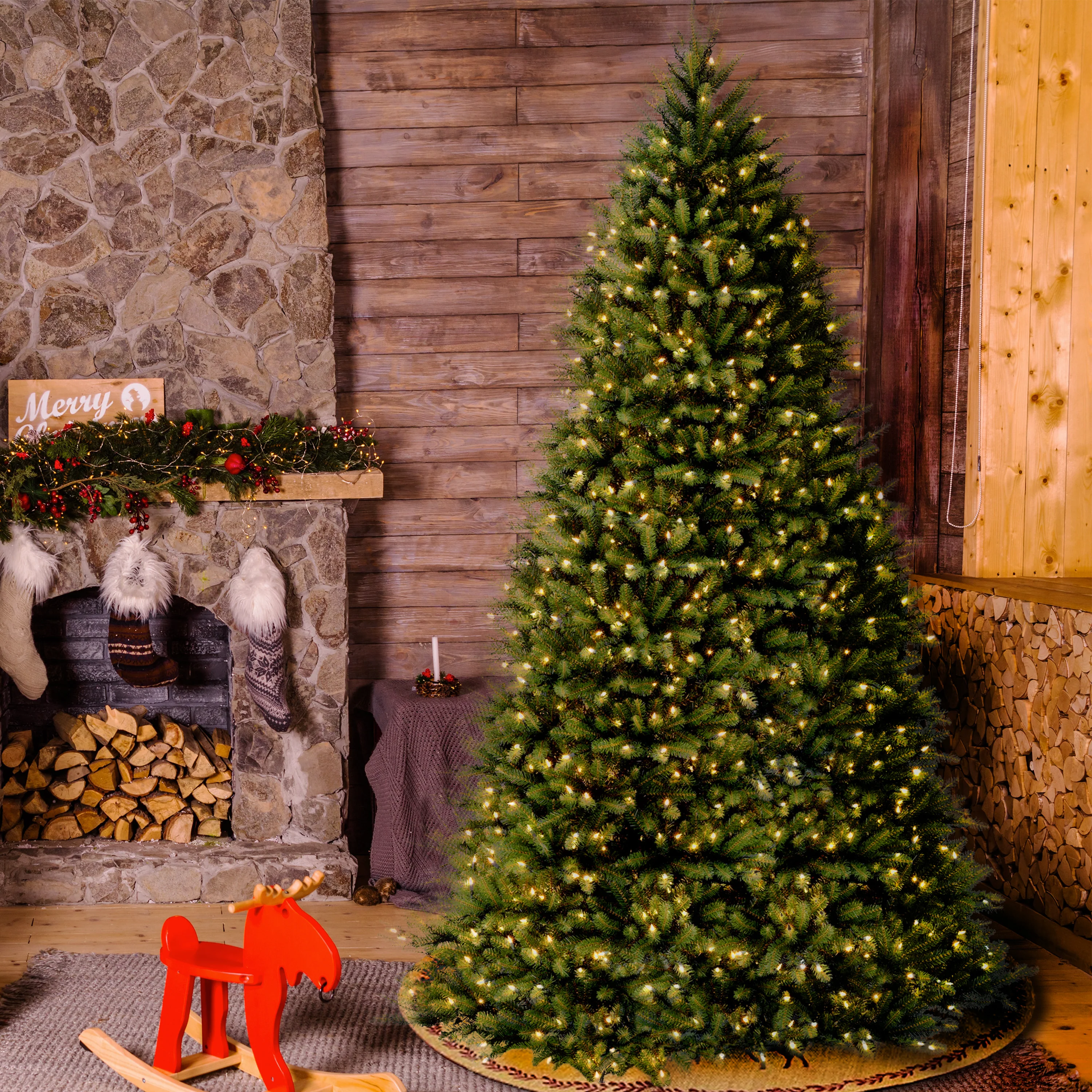 10 ft. Pre-Lit Dunhill Fir Tree with Clear Lights, Plug-In - Image 8