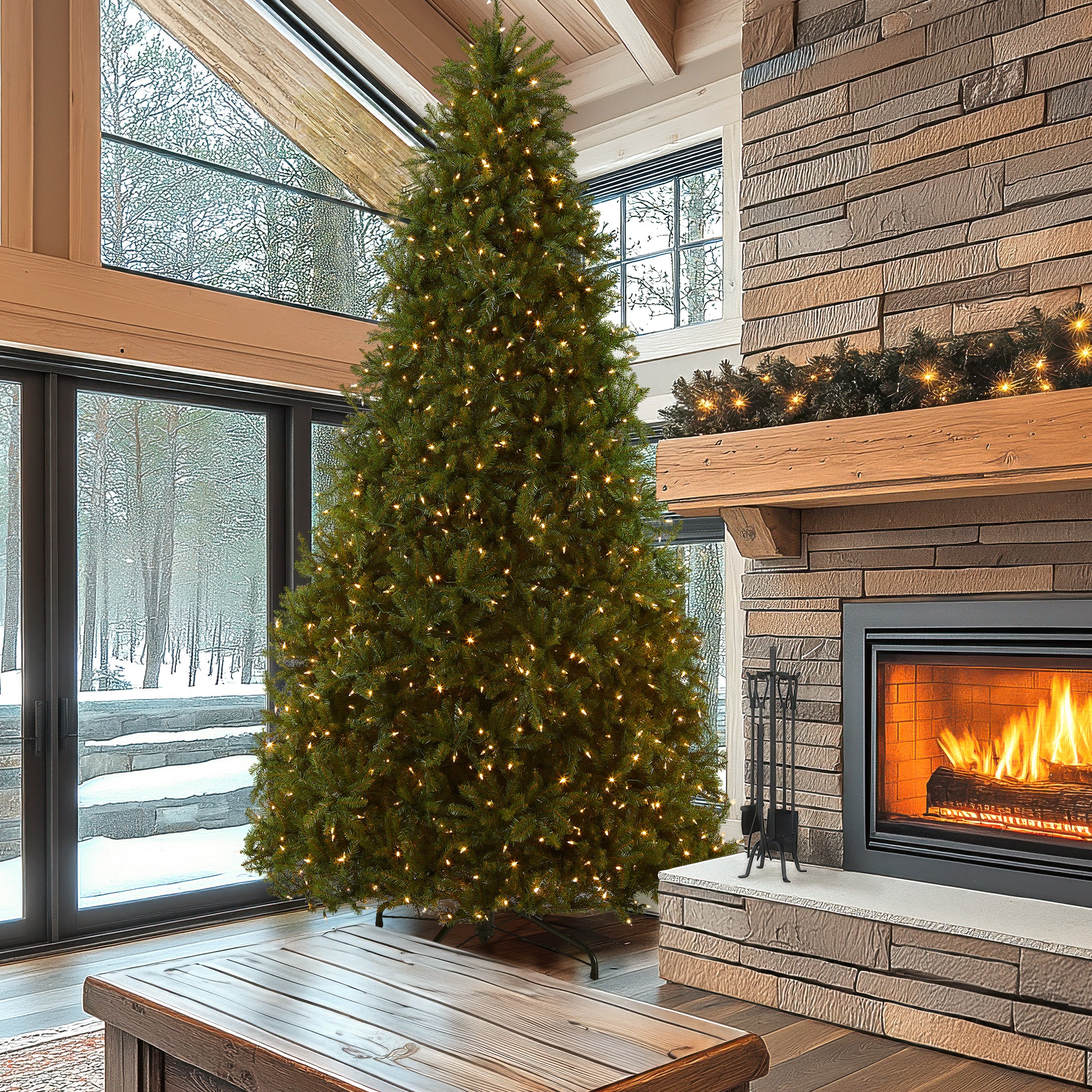 10 ft.Pre-Lit Dunhill Fir Tree with PowerConnect Dual Color LED Lights, Plug-In - Image 2