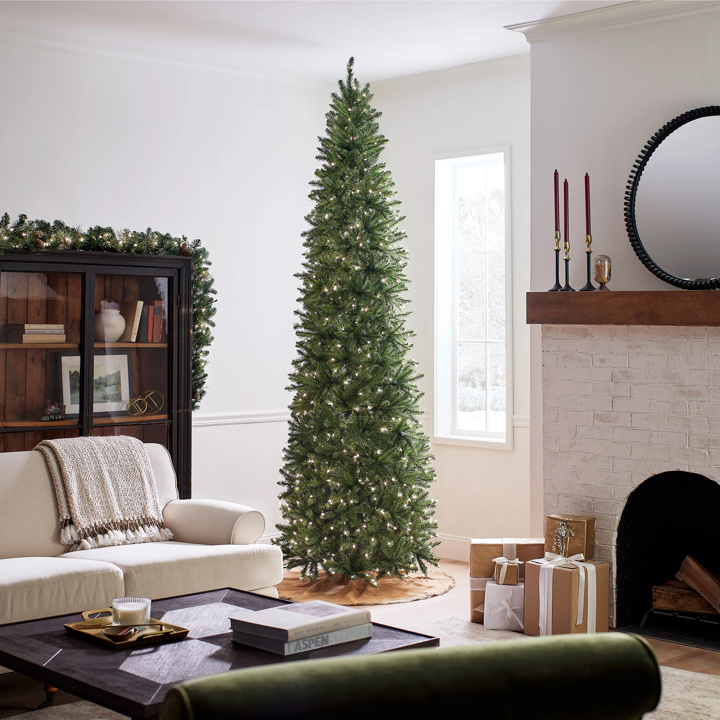 10 ft. Pre-Lit Kingswood Fir Pencil Slim Tree with Clear Lights, Plug-In - Image 6