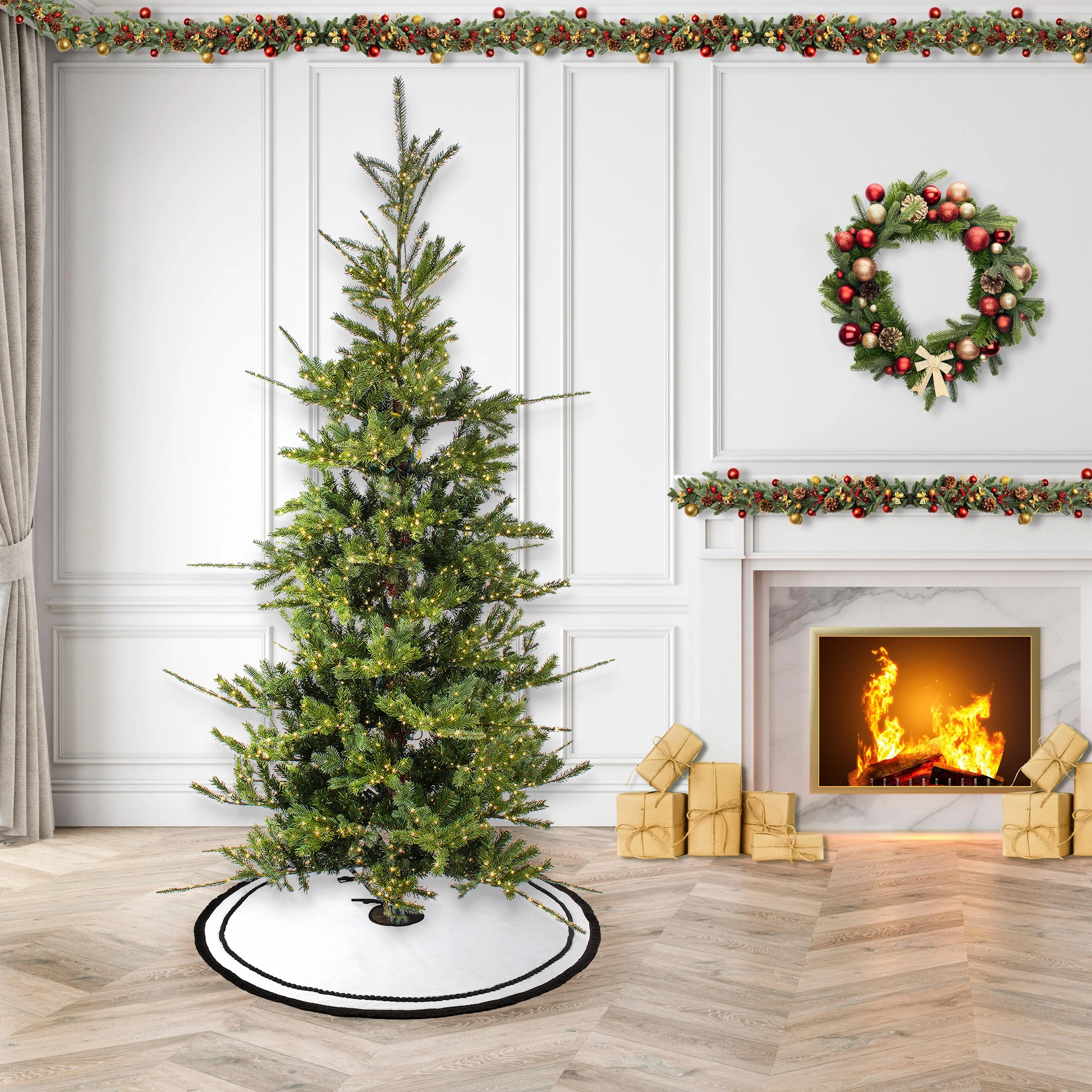 10 ft. Pre-Lit Lark Pine Feel Real Medium Tree with Warm White LED Rice Lights - Image 2