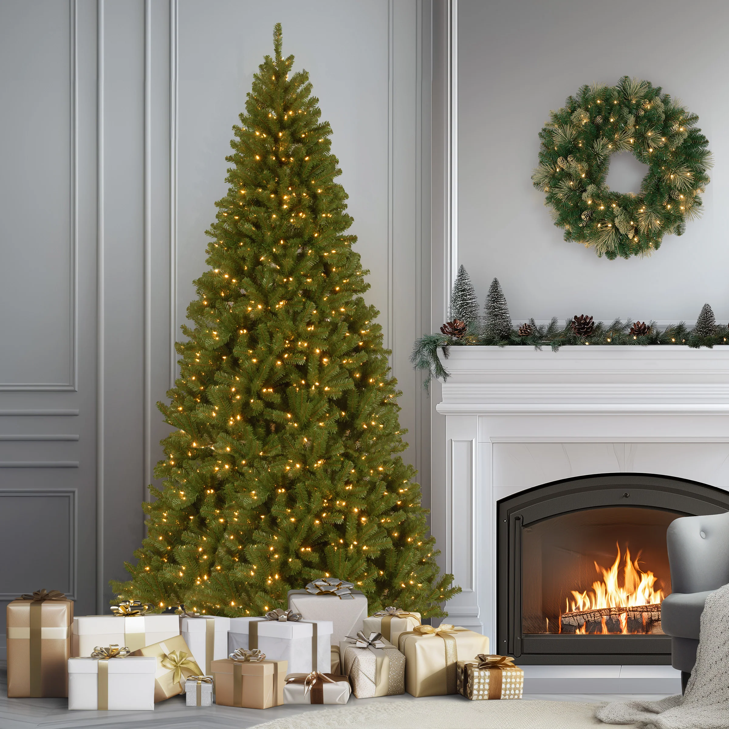 10 ft. Pre-Lit North Valley Spruce Tree  with Clear Lights, Plug-In - Image 2
