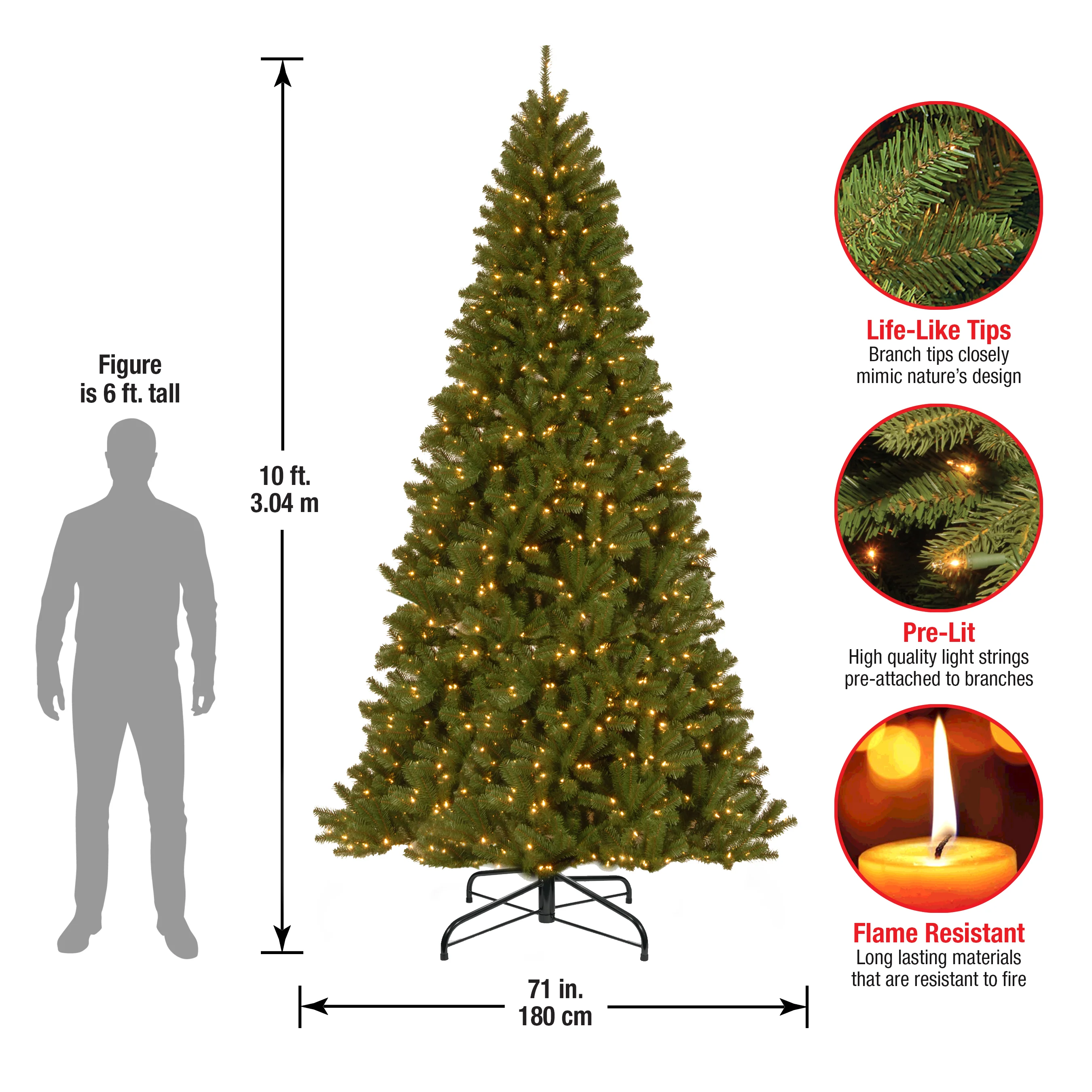 10 ft. Pre-Lit North Valley Spruce Tree  with Clear Lights, Plug-In - Image 6
