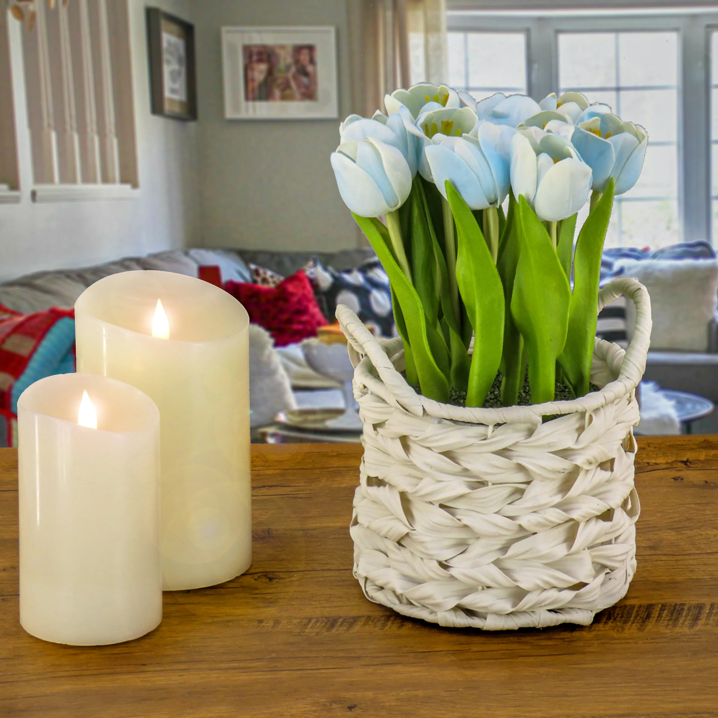 10 in. Spring Blue Tulip Bouquet in Metal Pot - Image 2