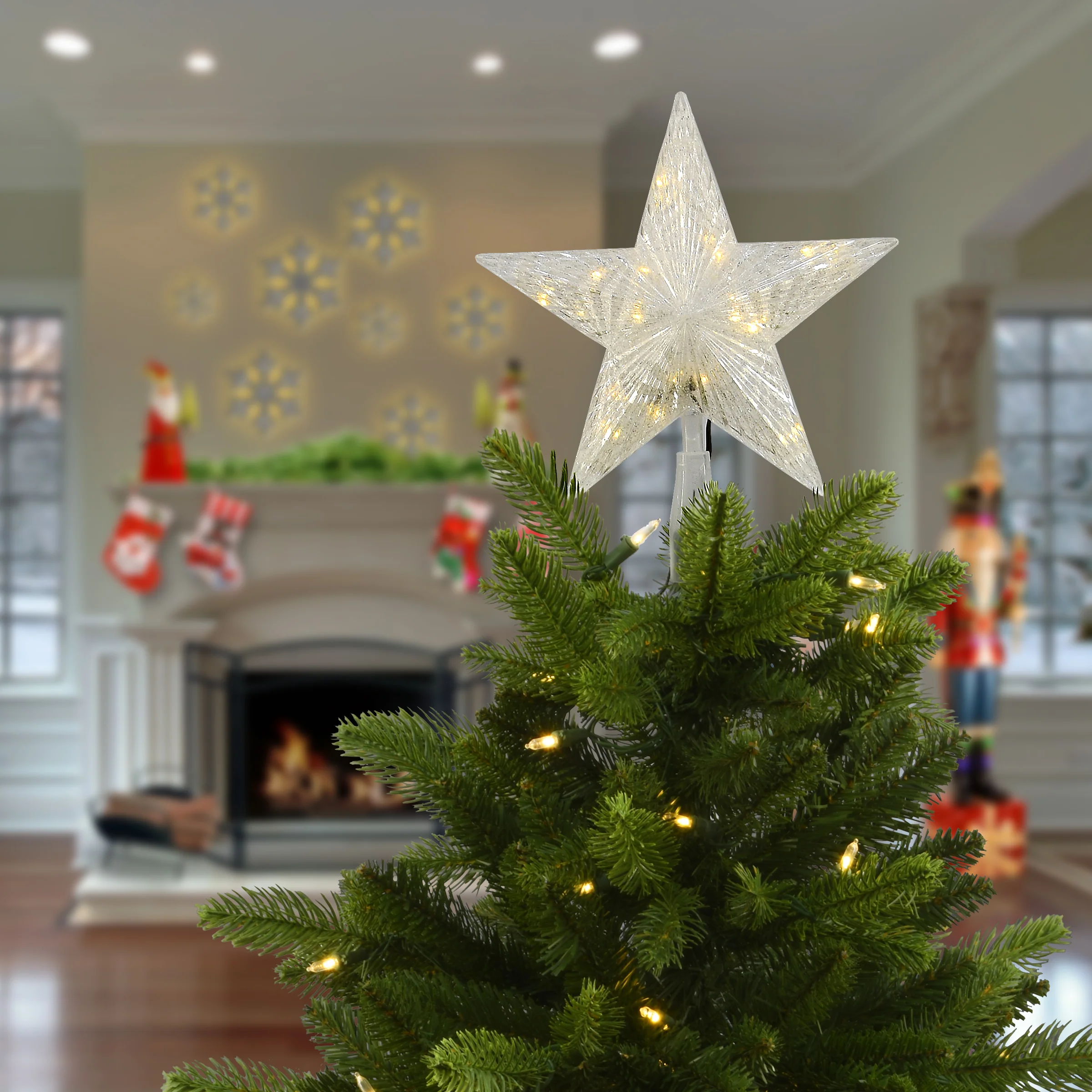10 in. Tree Top Star for Artificial Trees with Dual Color Lights, Plug-In - Image 2