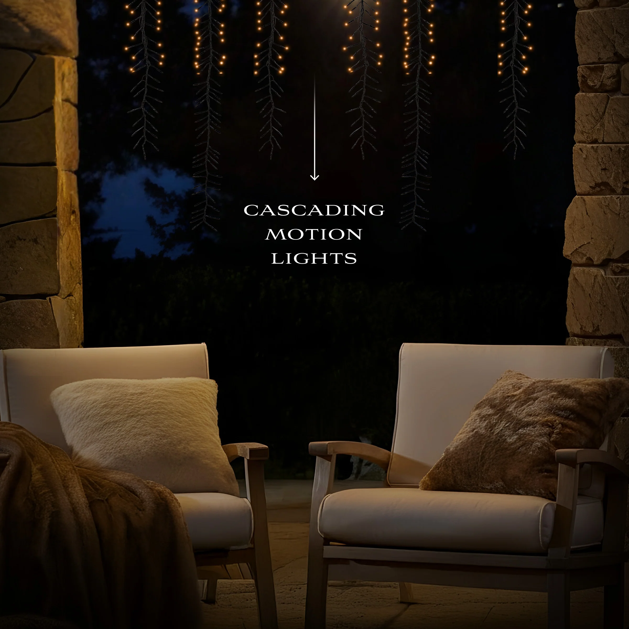 12 ft. Meteor Shower Cascading LED String Lights, 128 Warm White Plug-In Christmas Lights, Indoor/Outdoor Holiday Décor, Pack of 3 - Image 4