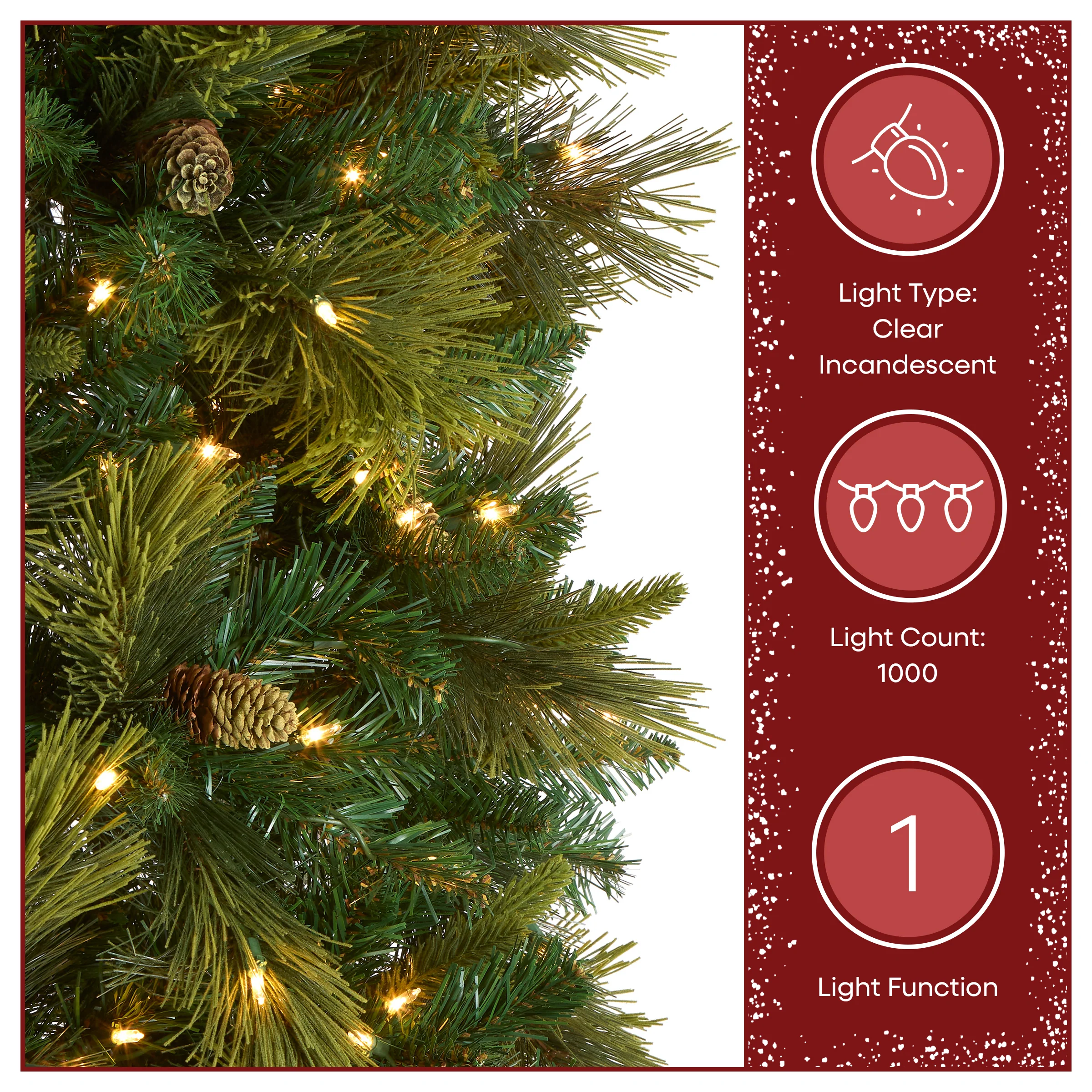 12 ft. Pre-Lit Carolina Pine Slim Tree with Clear Lights, Plug-In - Image 5