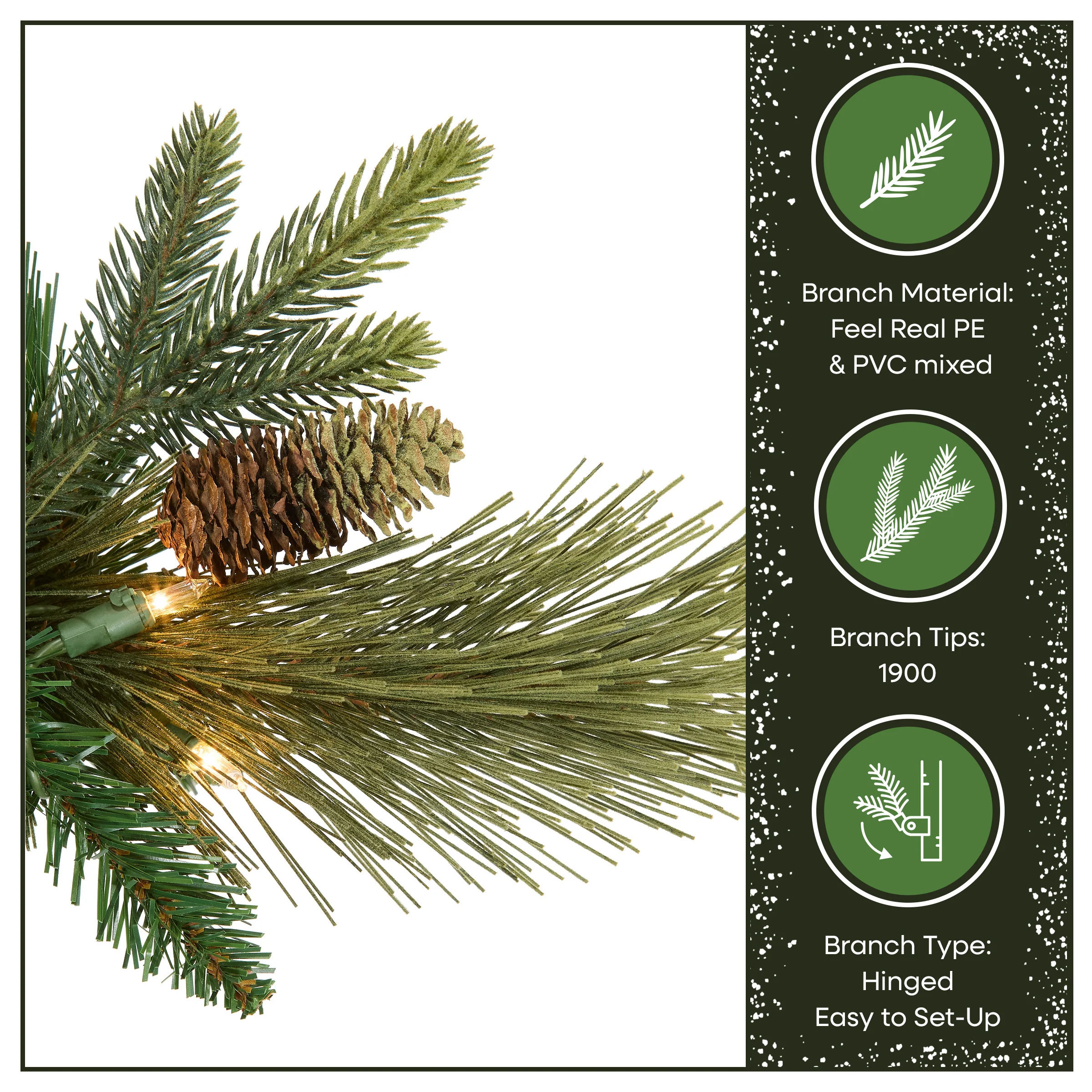 12 ft. Pre-Lit Carolina Pine Slim Tree with Clear Lights, Plug-In - Image 6