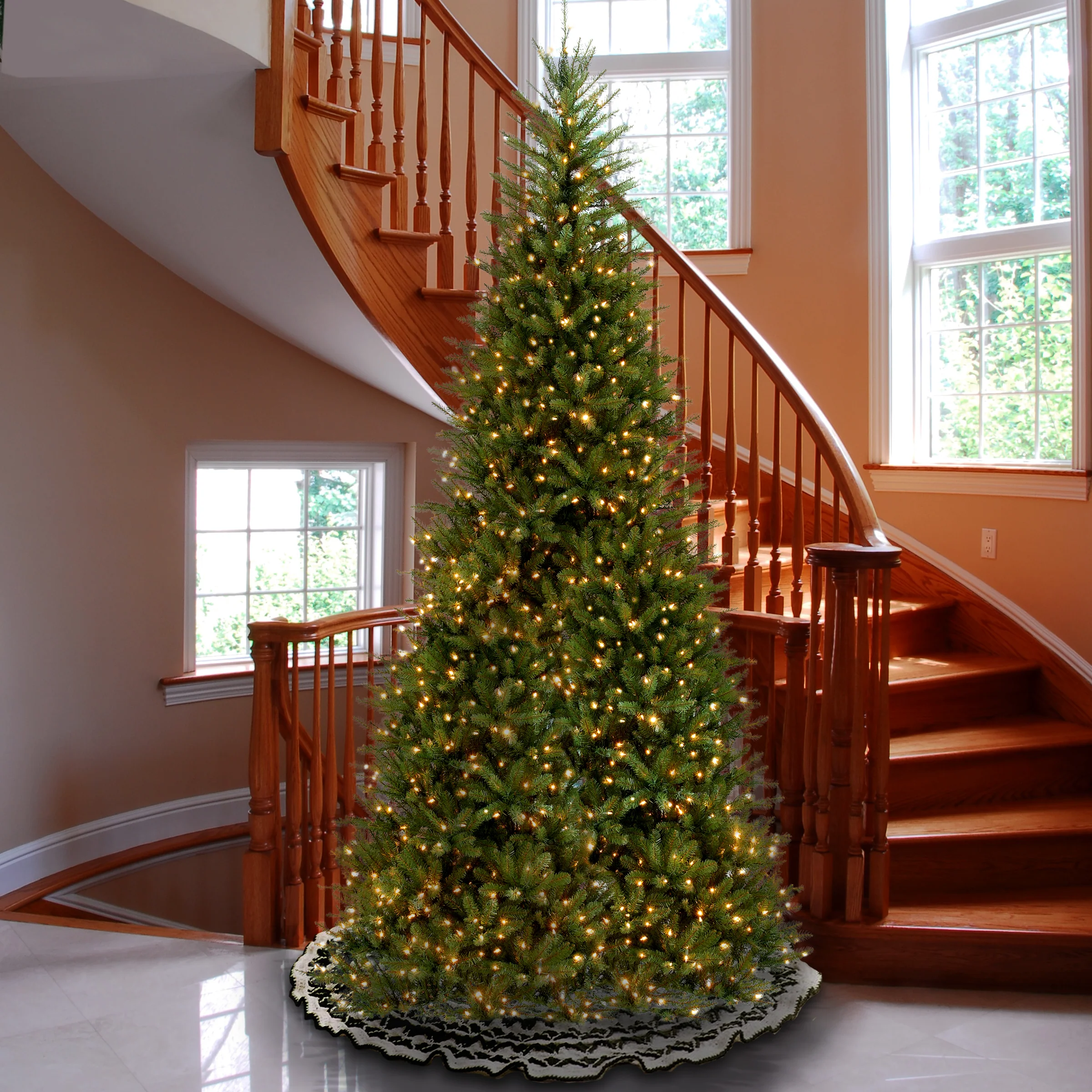 12 ft. Pre-Lit Dunhill Fir Slim Tree with Clear Lights - Image 2