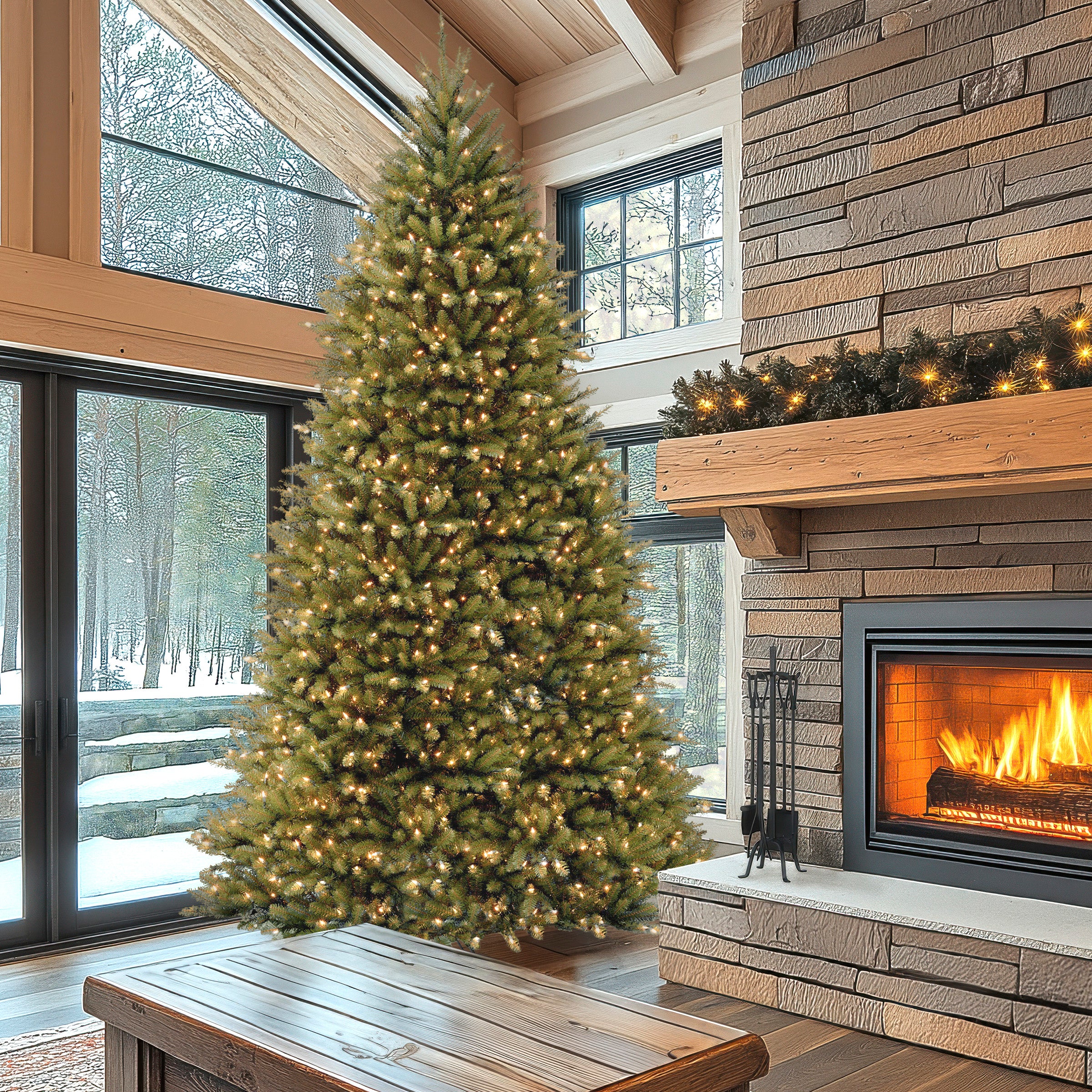 12 ft. Pre-Lit Dunhill Fir Tree with Clear Lights, Plug-In - Image 2