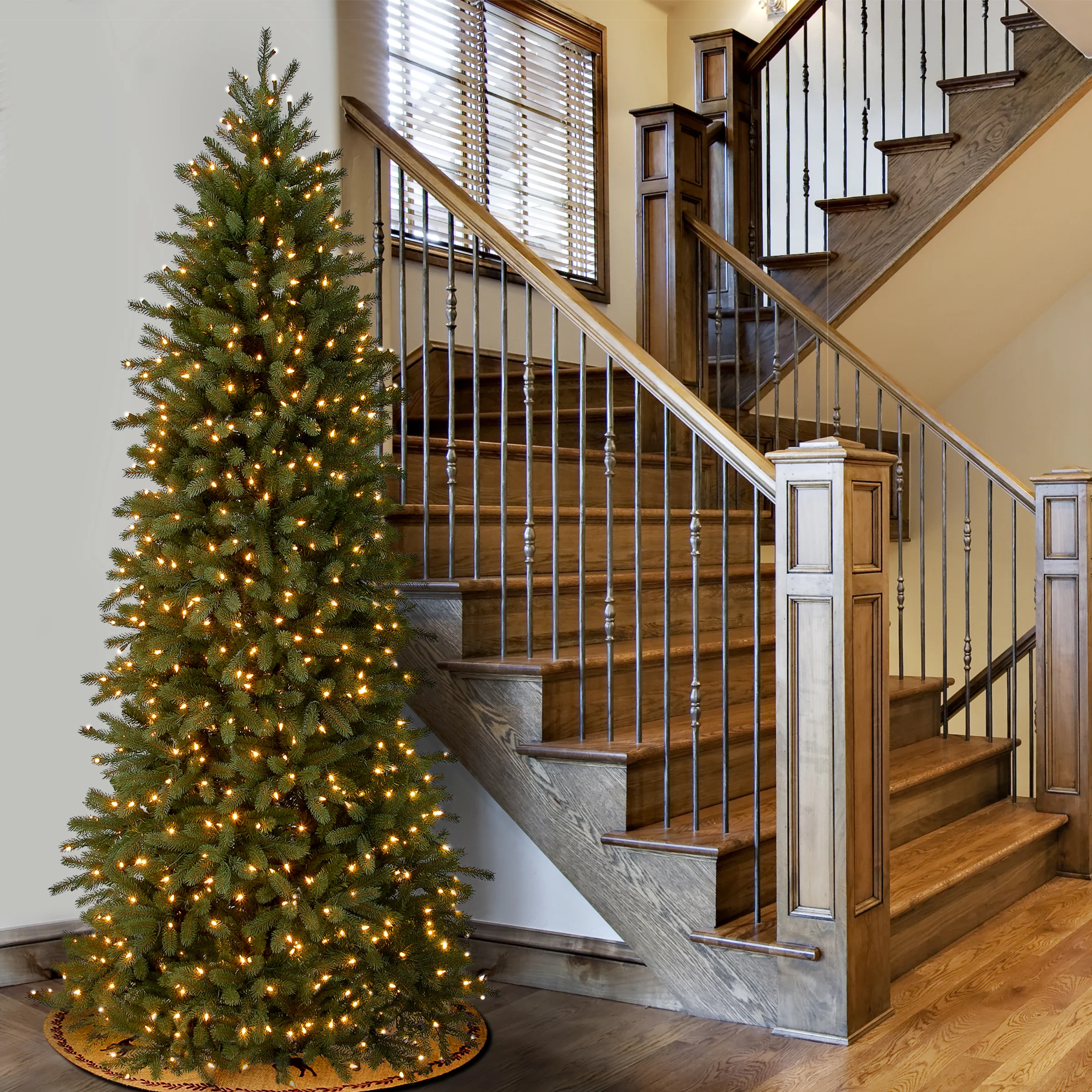 12 ft. Pre-Lit Jersey Fraser Fir Pencil Slim Tree with Clear Lights - Image 2
