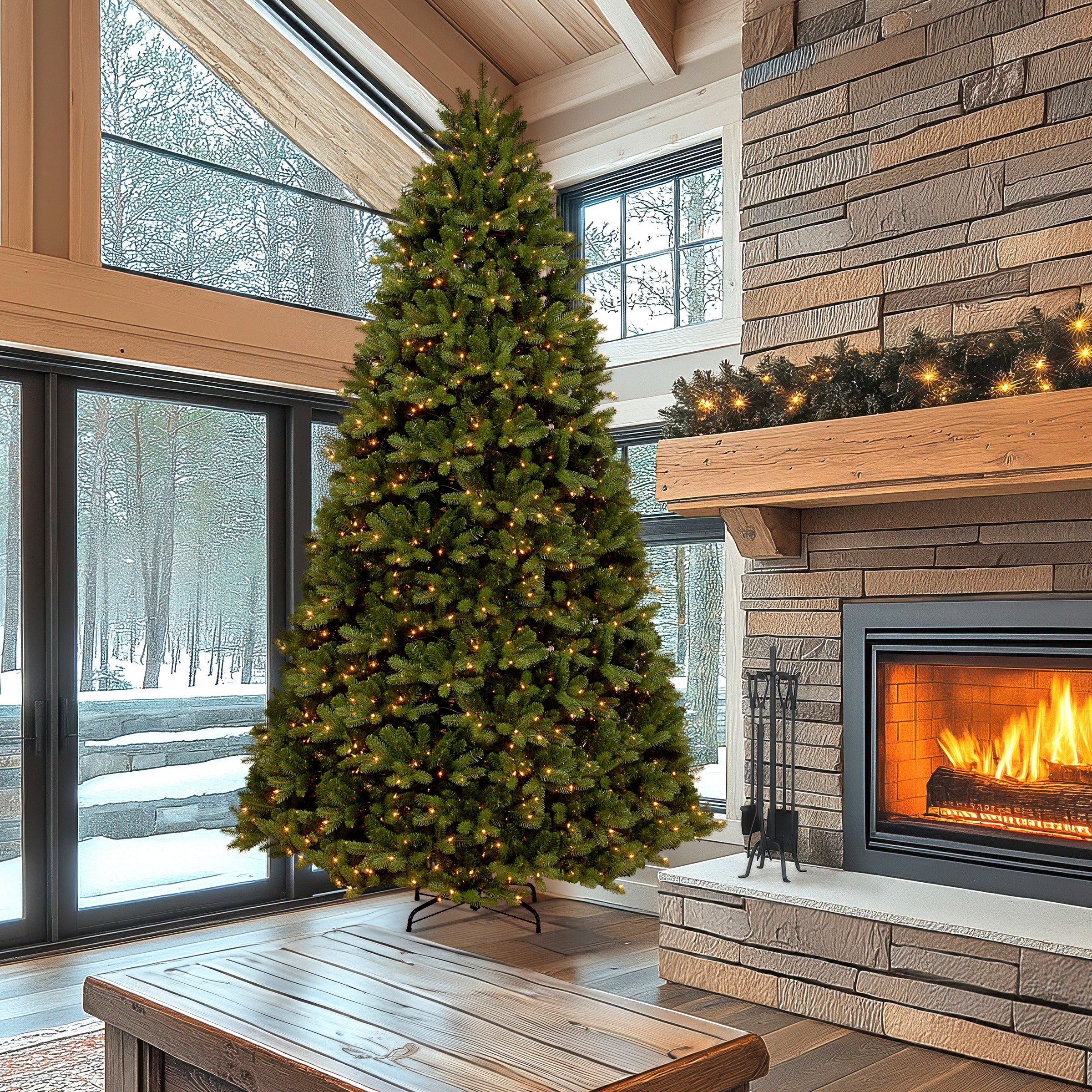 12 ft. Pre-Lit Newberry Spruce Tree with PowerConnect Dual Color LED Lights, Plug-In - Image 2
