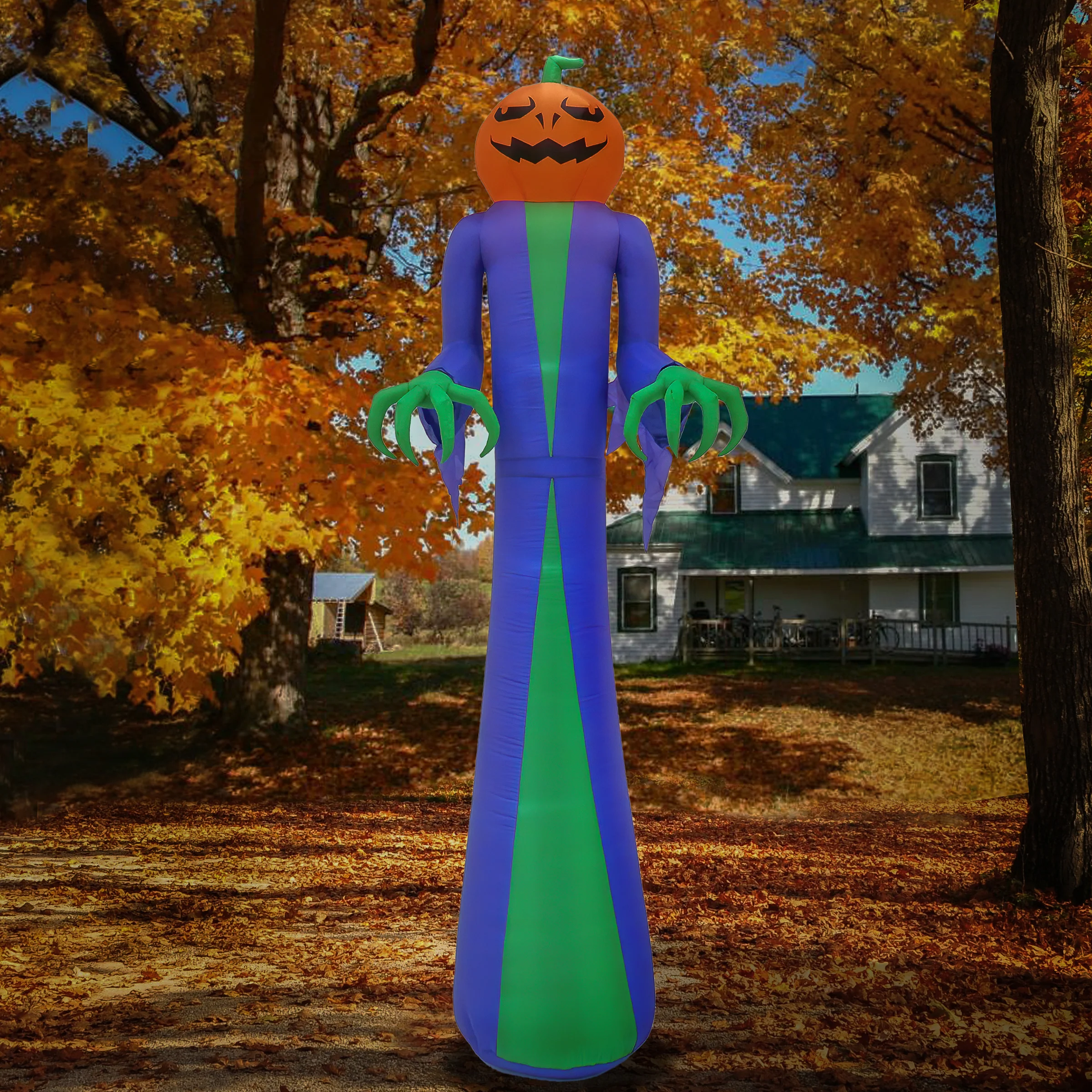 12 ft. Halloween Pumpkin Ghost Inflatable Decoration with LED lights, Plug-In - Image 2