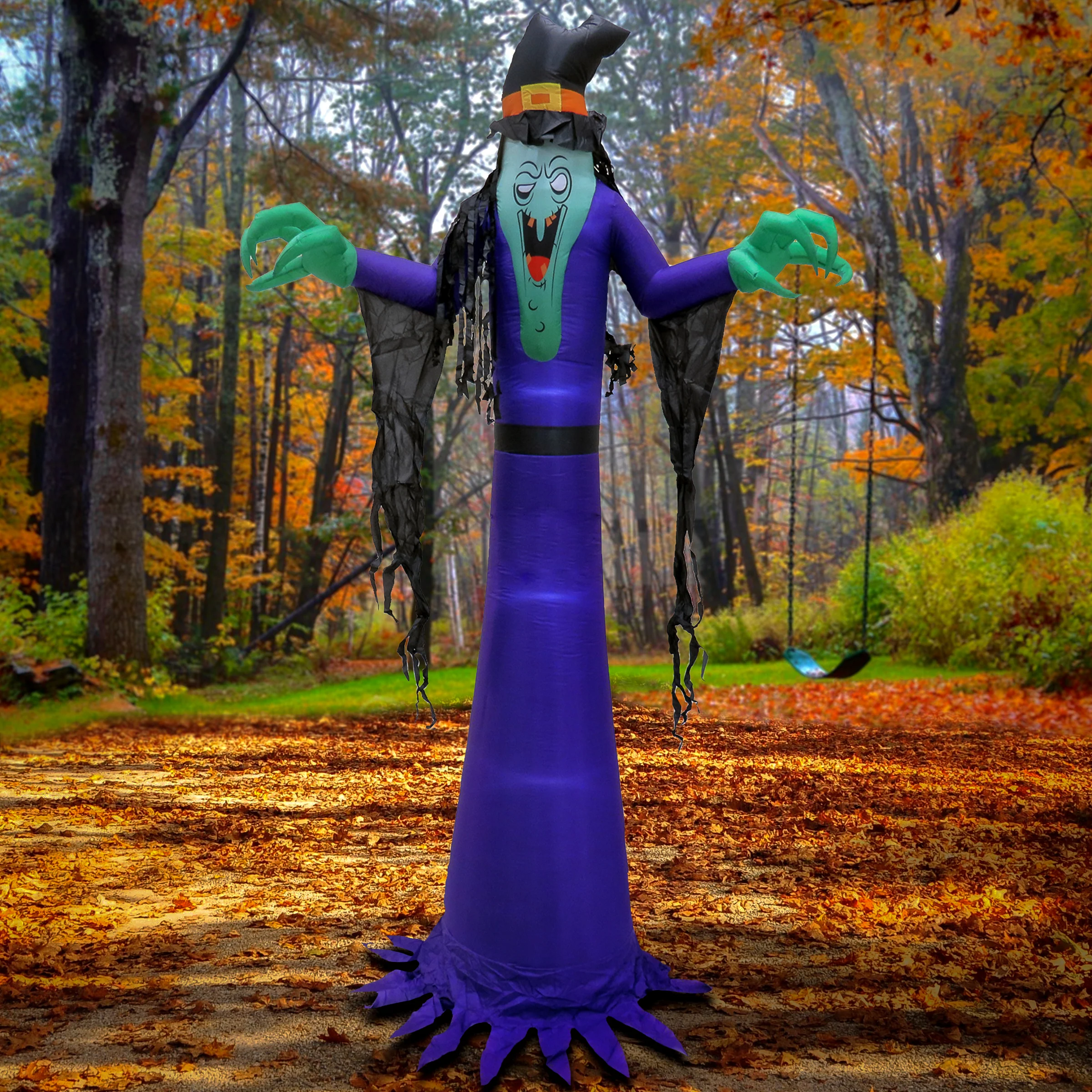 12 ft. Halloween Witch Inflatable Decoration with LED Lights, Plug-In - Image 2