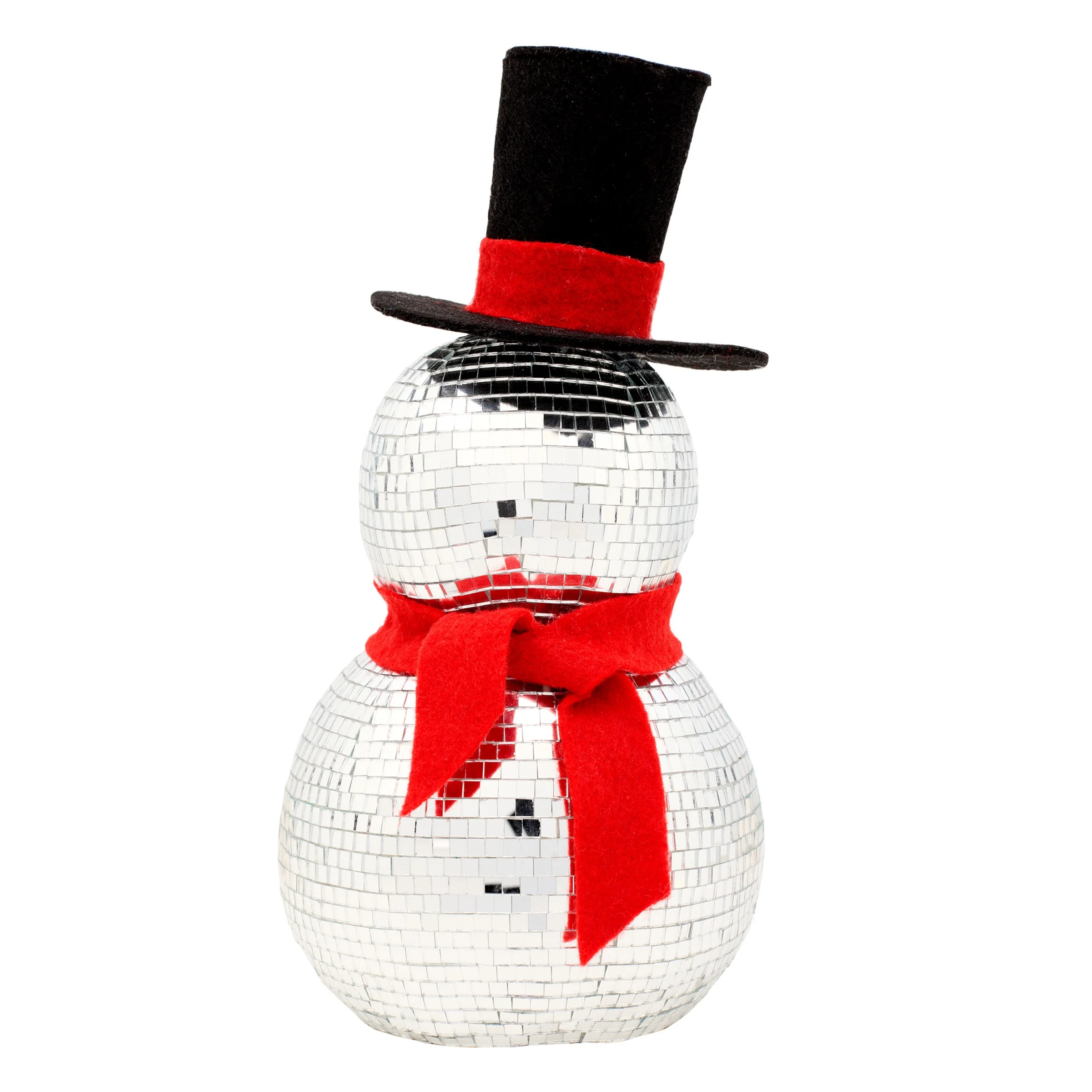 12 in. Disco Ball Snowman with Red Scarf - Image 3