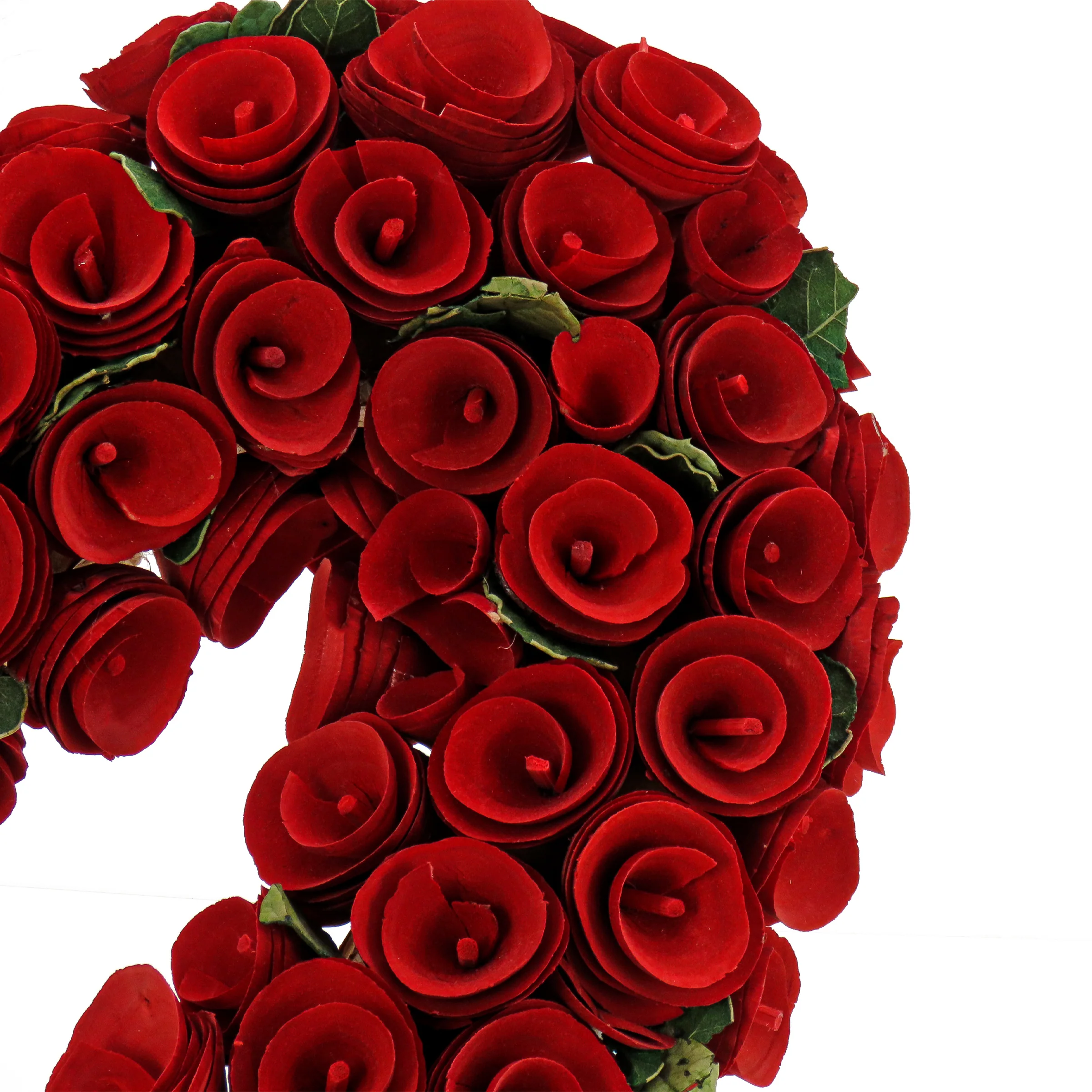 Artificial Valentine's Heart Wreath, Decorated with Red Roses, Valentine's Day Collection, 13 Inches - Image 3