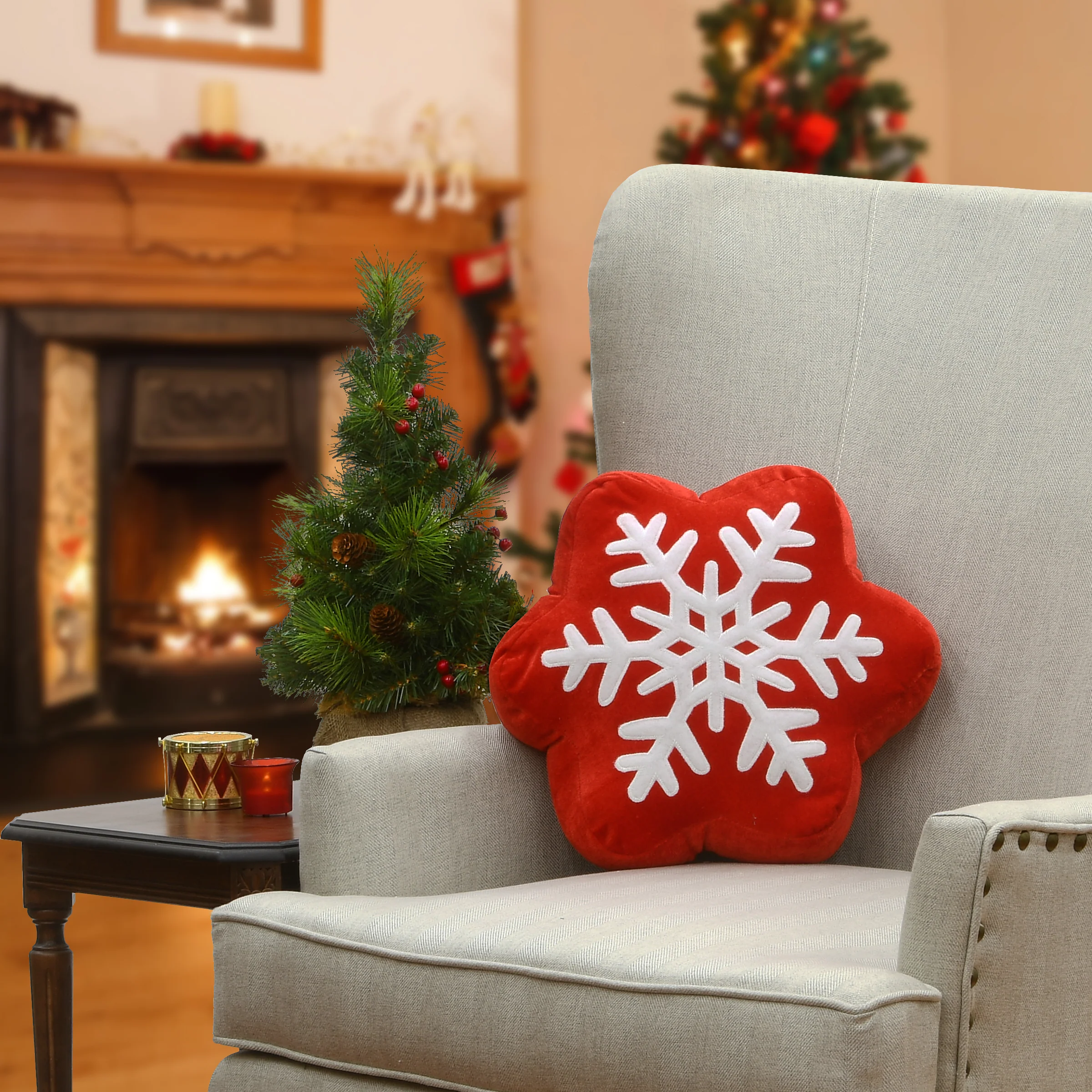 14 in. General Store Collection Snowflake Pillow - Image 2