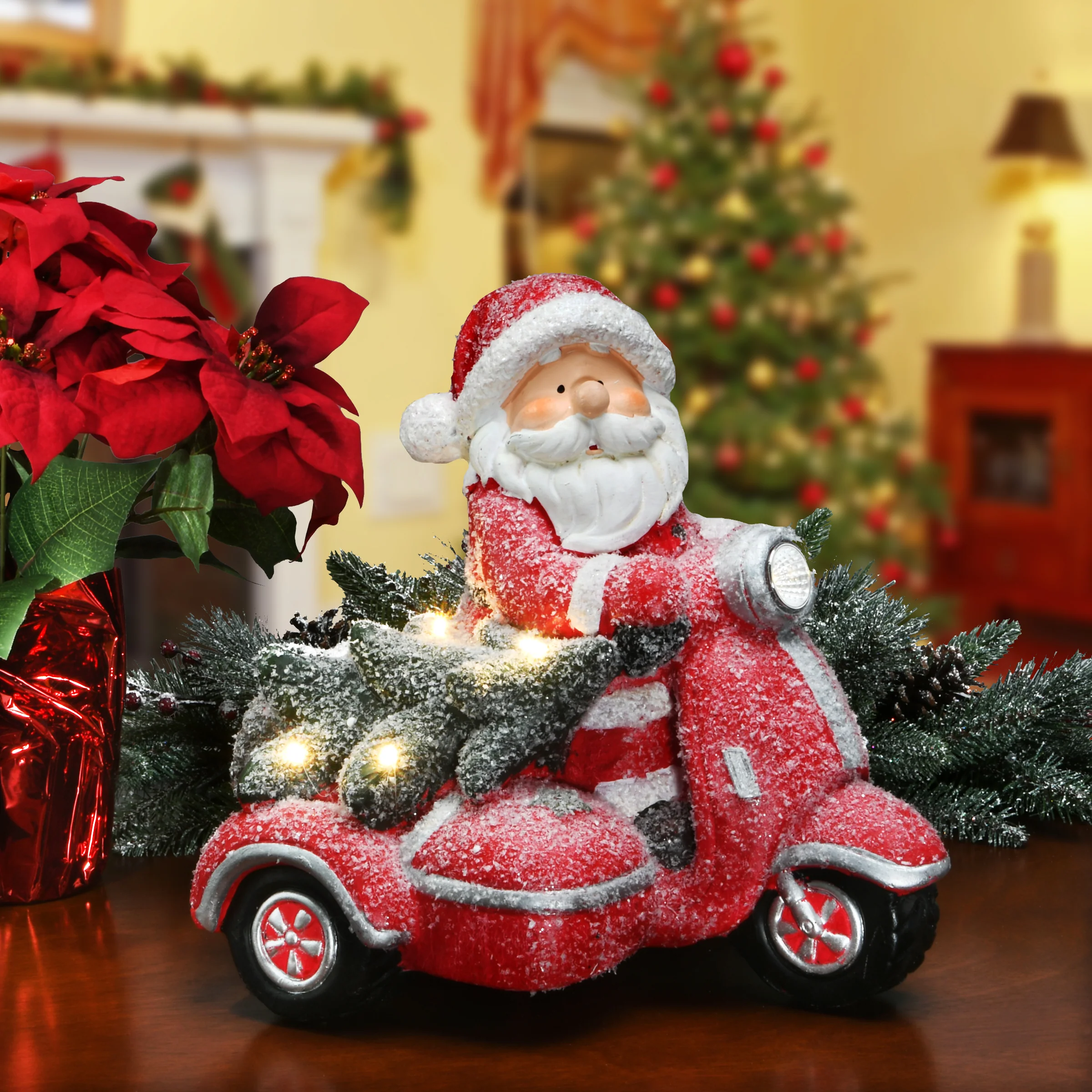 14 in. Lighted Santa on Scooter - Image 2