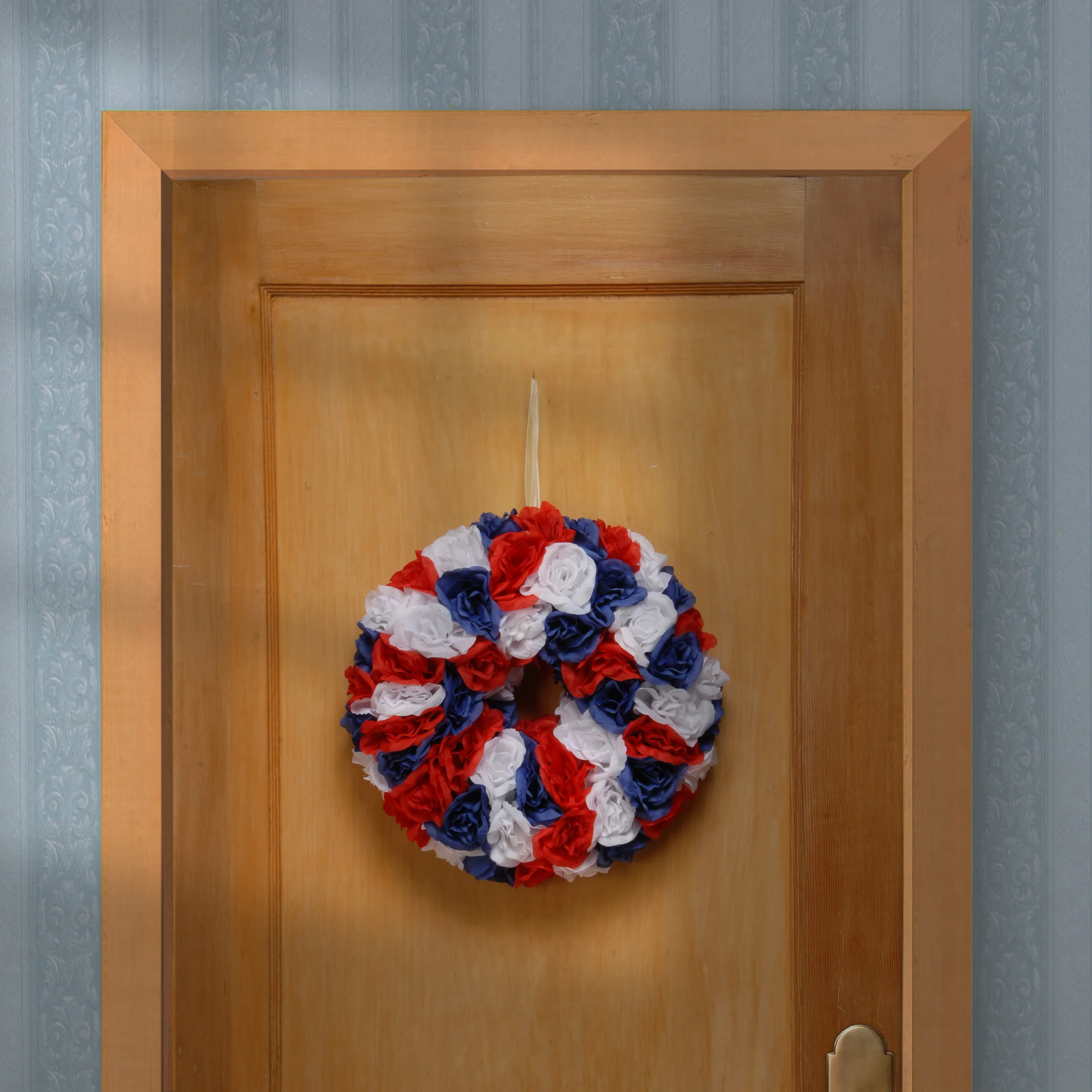 14 in. Patriotic Rose Wreath - Image 2