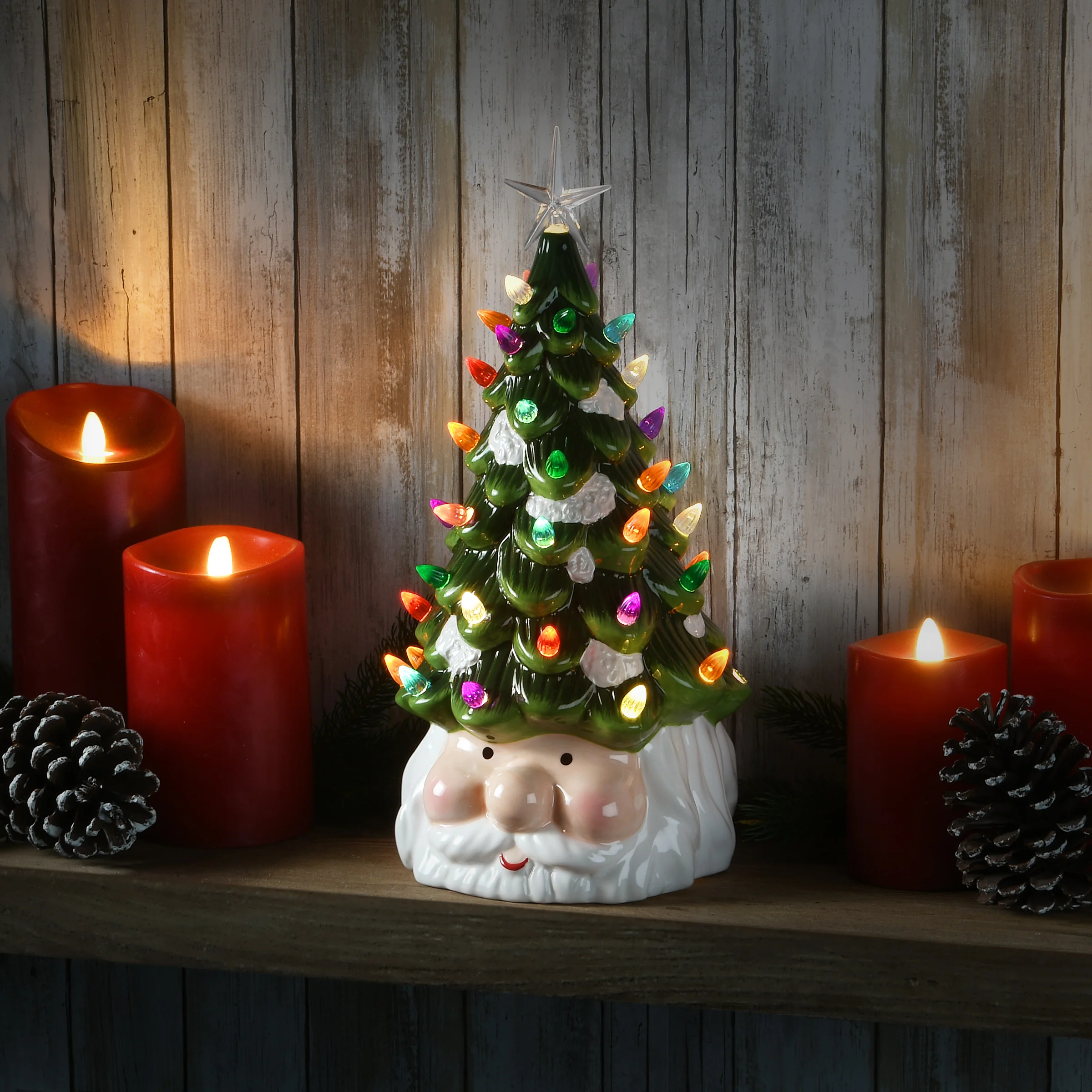 14 in. Pre-Lit Christmas Tree with Santa Base - Image 2