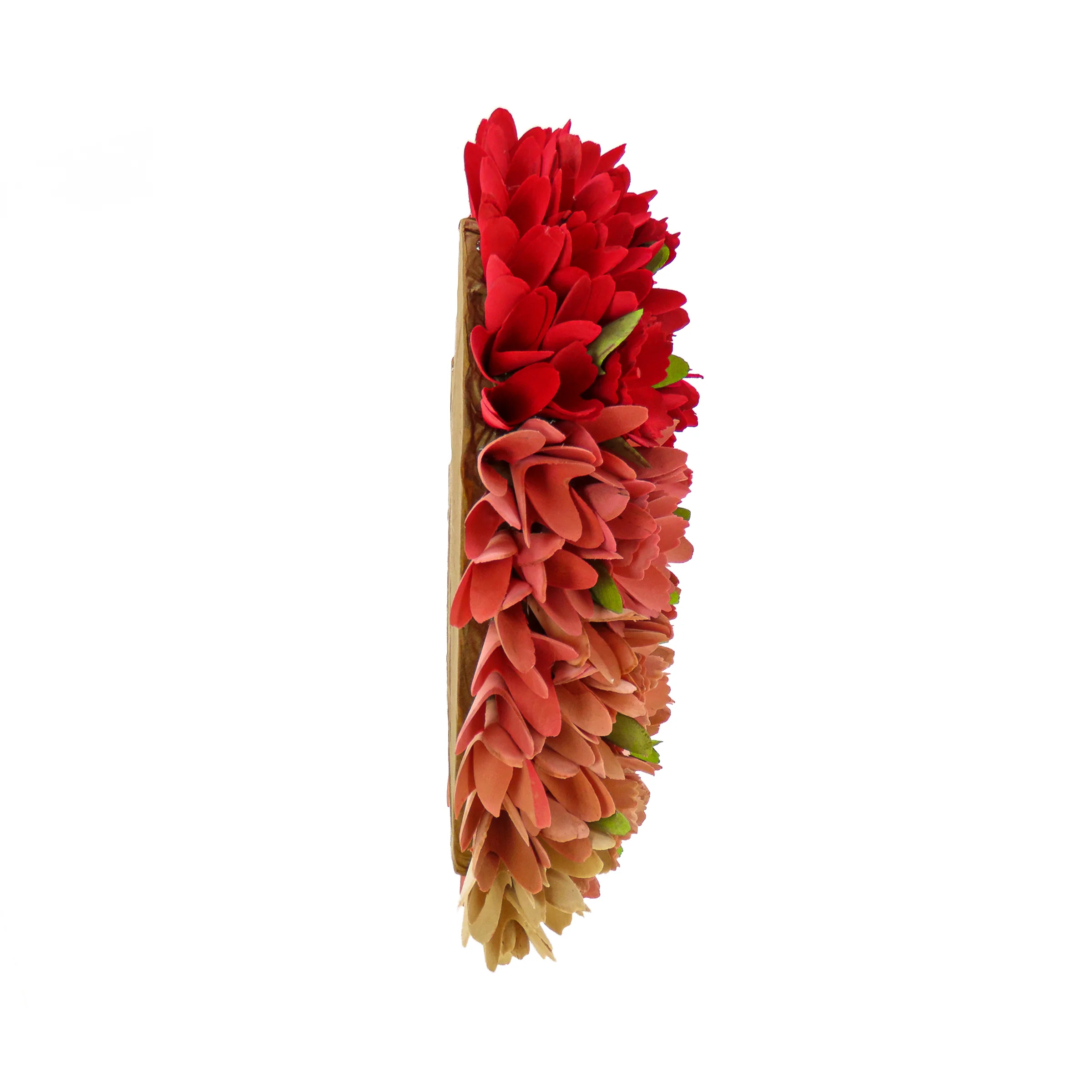 Valentine's Floral Red and Ombre Heart Wreath, Decorated with Flower Blooms, 16 Inches - Image 4