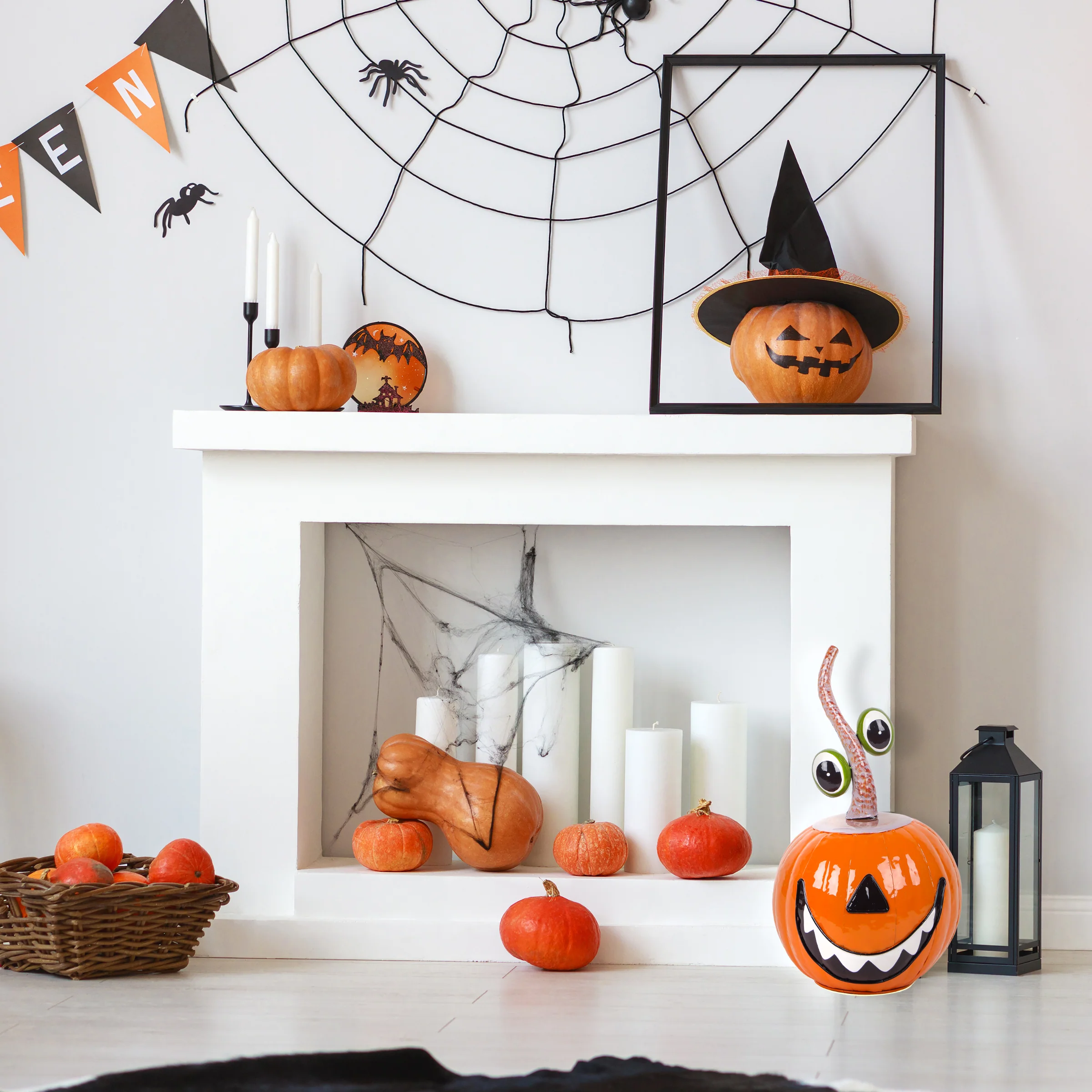 15 in. Halloween Floating Eyes Metal Pumpkin Decoration - Image 2