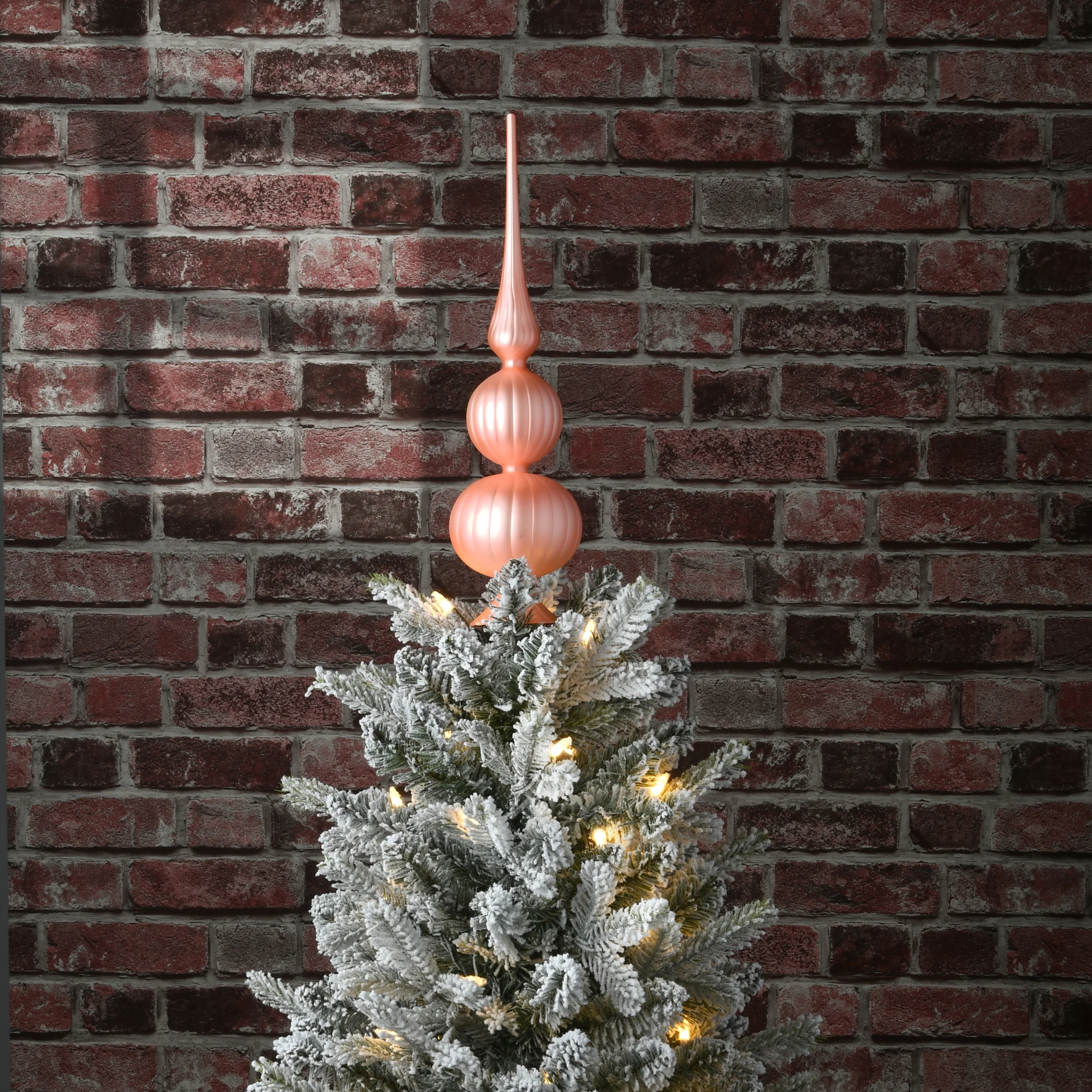 15 in. Pink Glass Christmas Tree Topper - Image 2