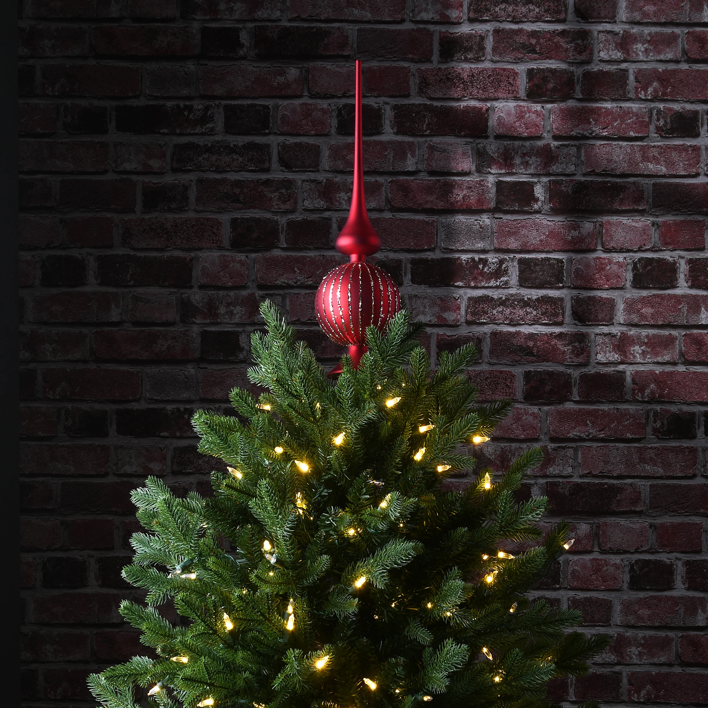 15 in. Red Glass Christmas Tree Topper - Image 2