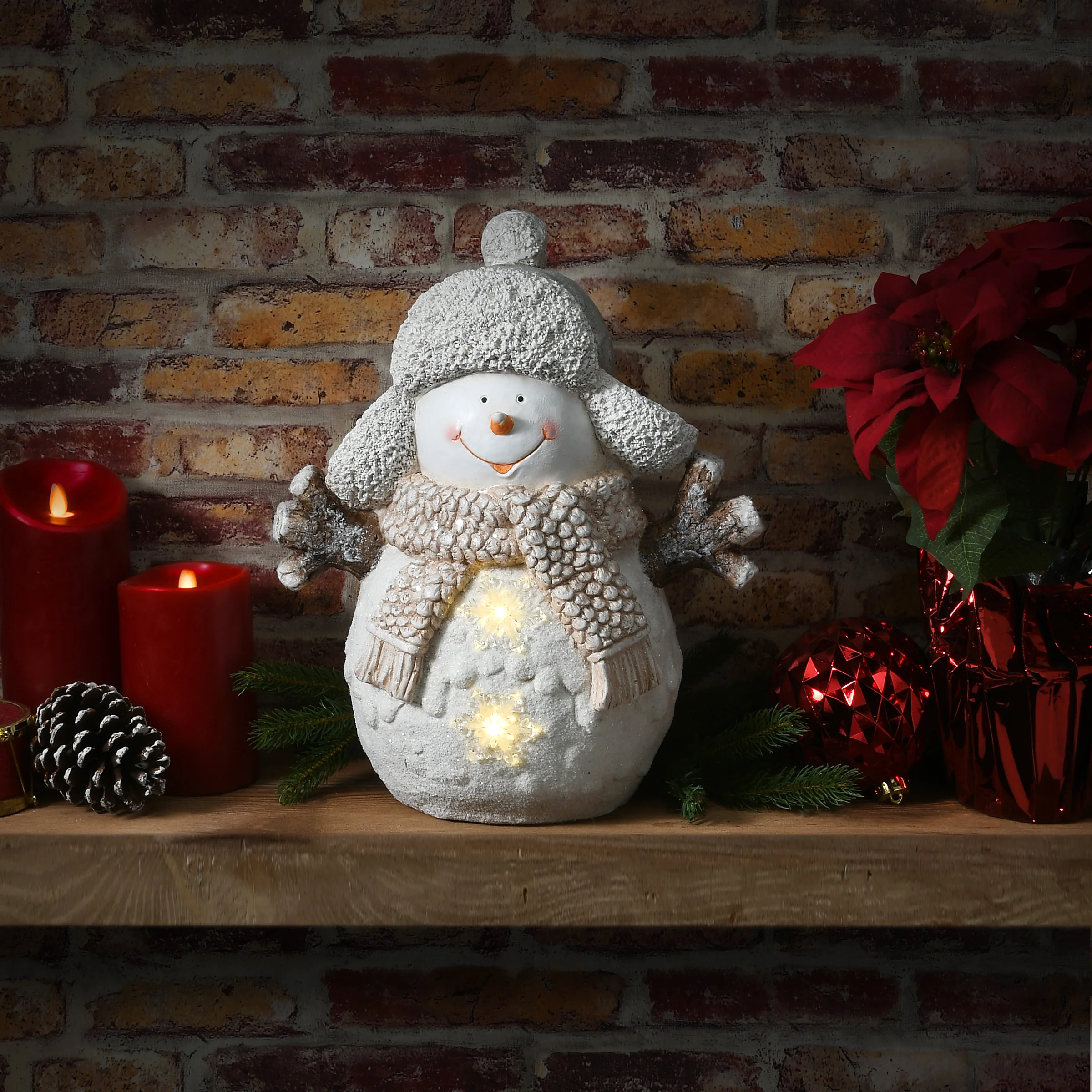 15 in. Snowman with Snowflake Lights - Image 2