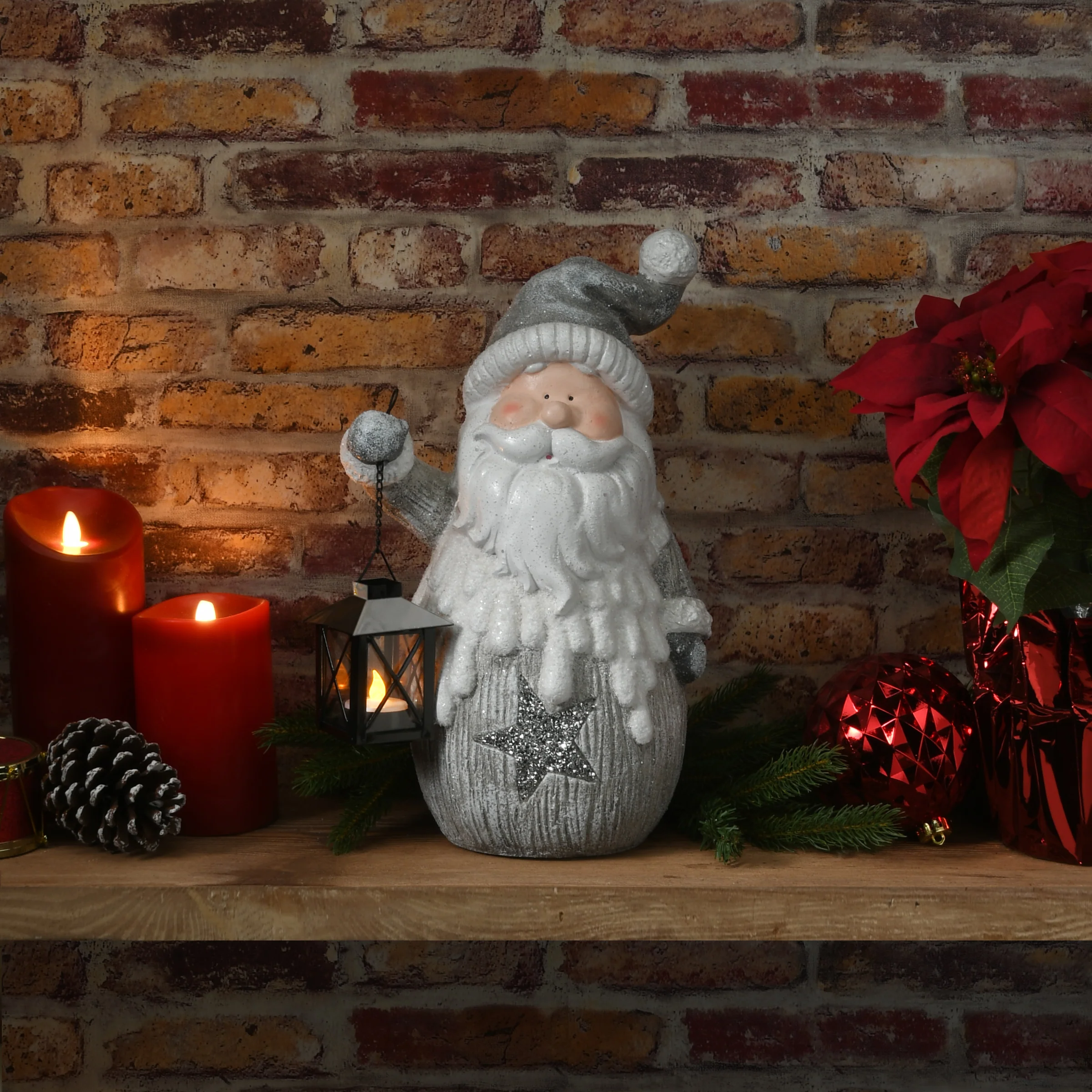 15 in. Winter Santa Candleholder Figuerine - Image 2