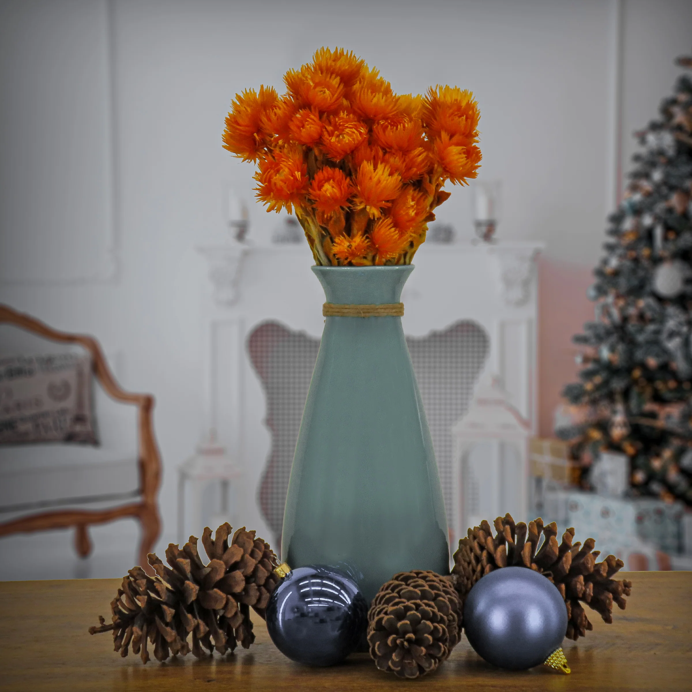 16 in. Spring Dried Orange Capeblumen Flowers Bouquet - Image 2