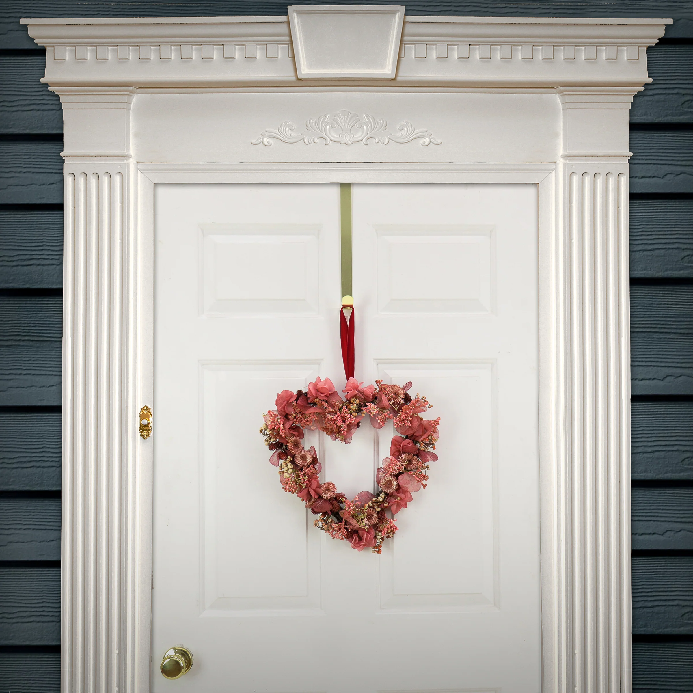 16 in. Valentine's Flower Blooms Floral Heart Wreath - Image 2