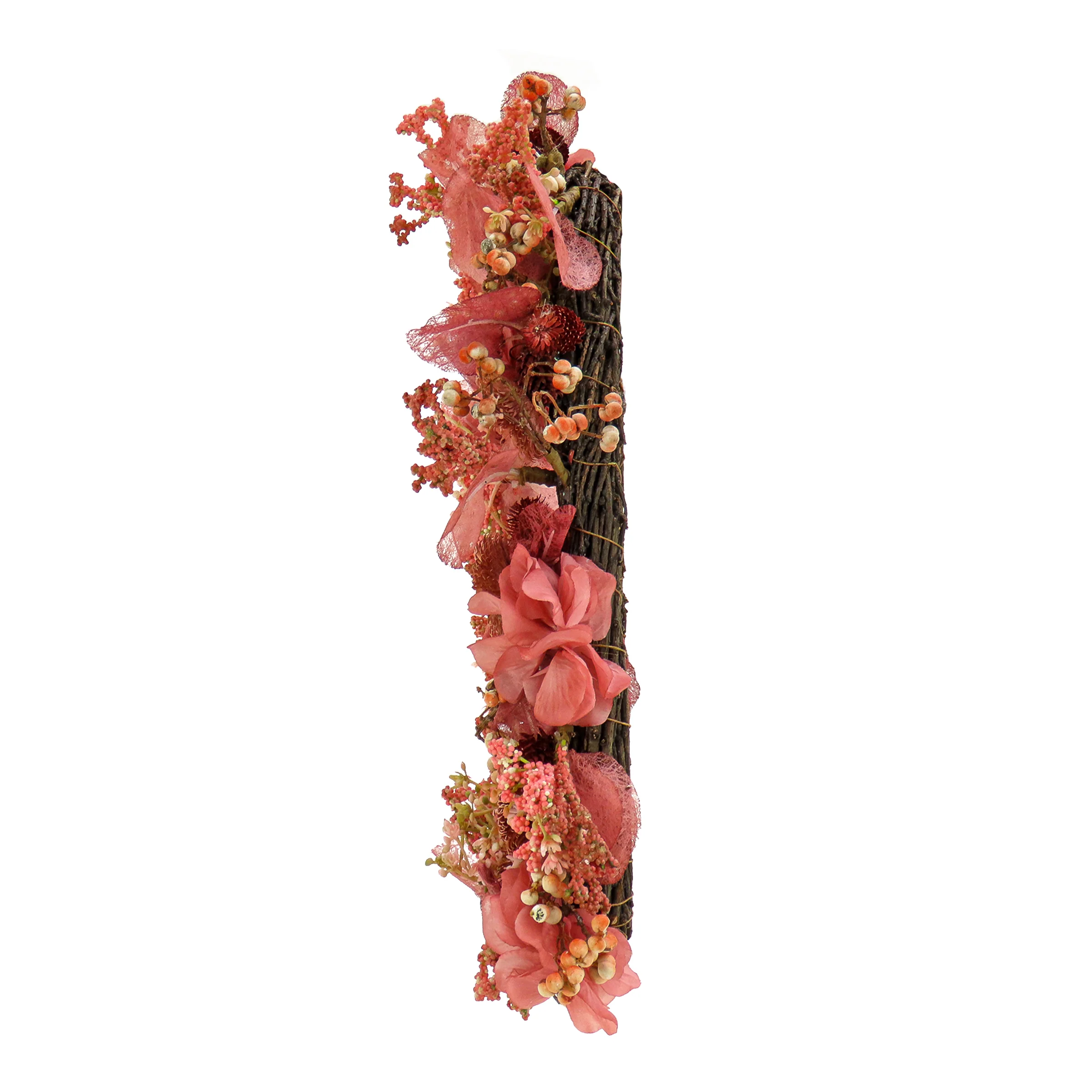16 in. Valentine's Flower Blooms Floral Heart Wreath - Image 4