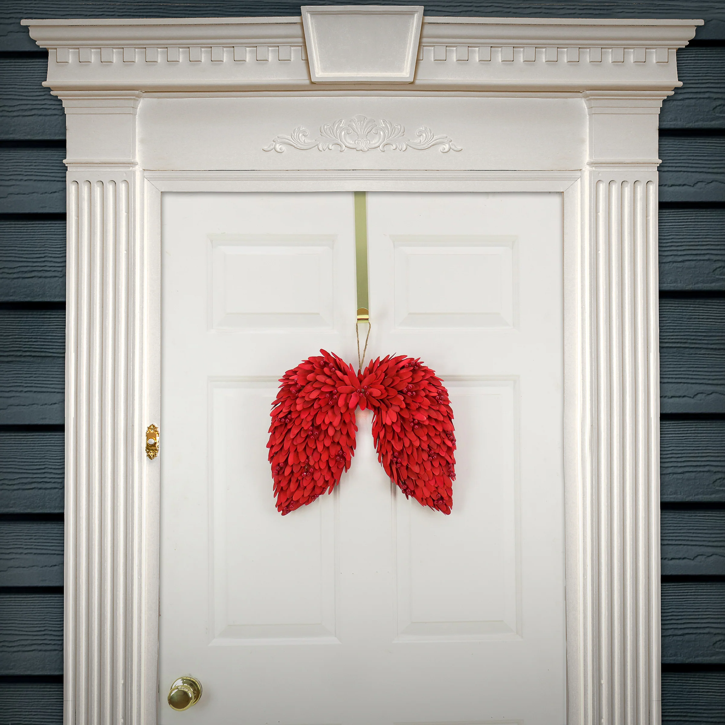 16 in. Valentine's Angel Wings Decorated with Red Petals - Image 2