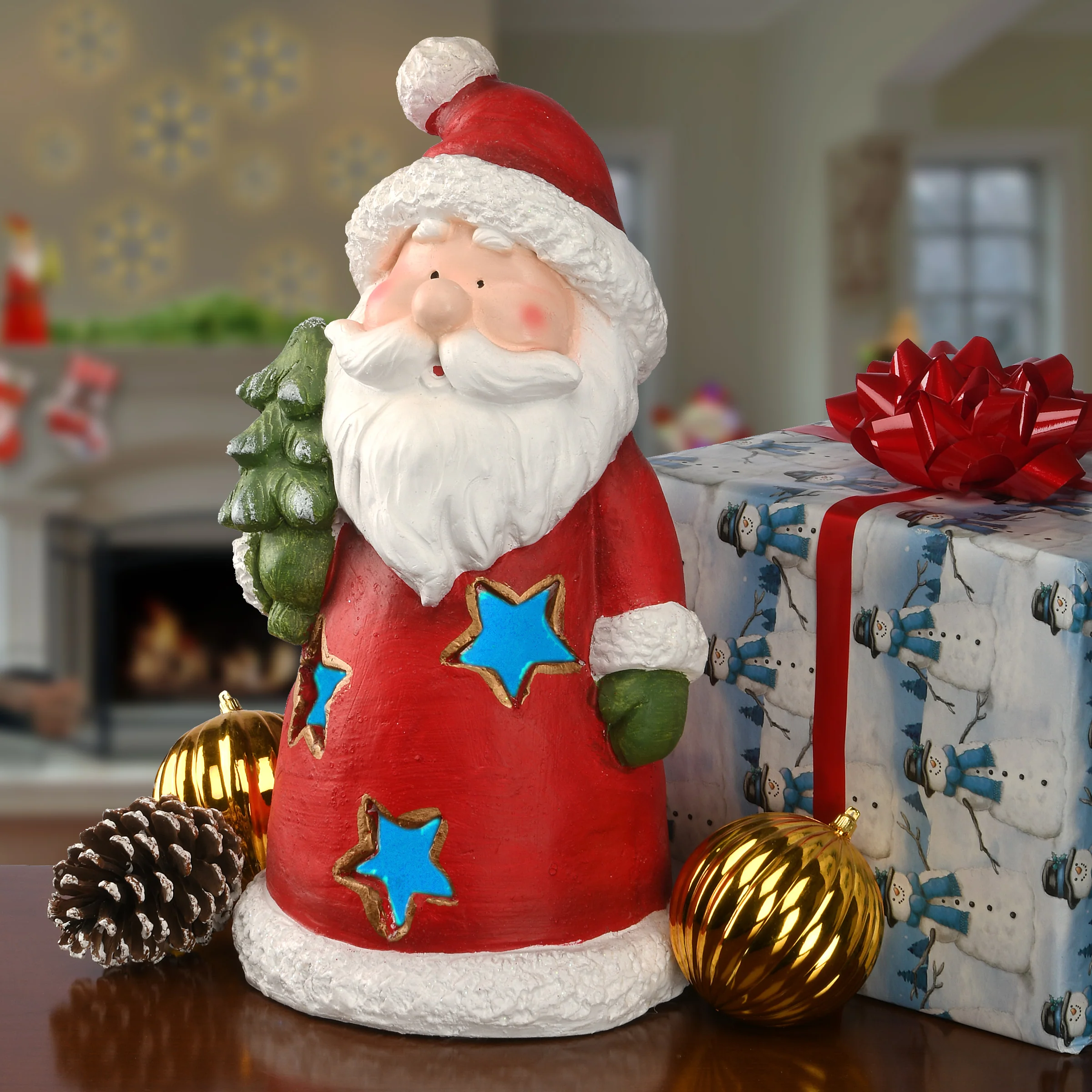 17 in. Santa Figuerine with Flashing Multicolor Light - Image 2