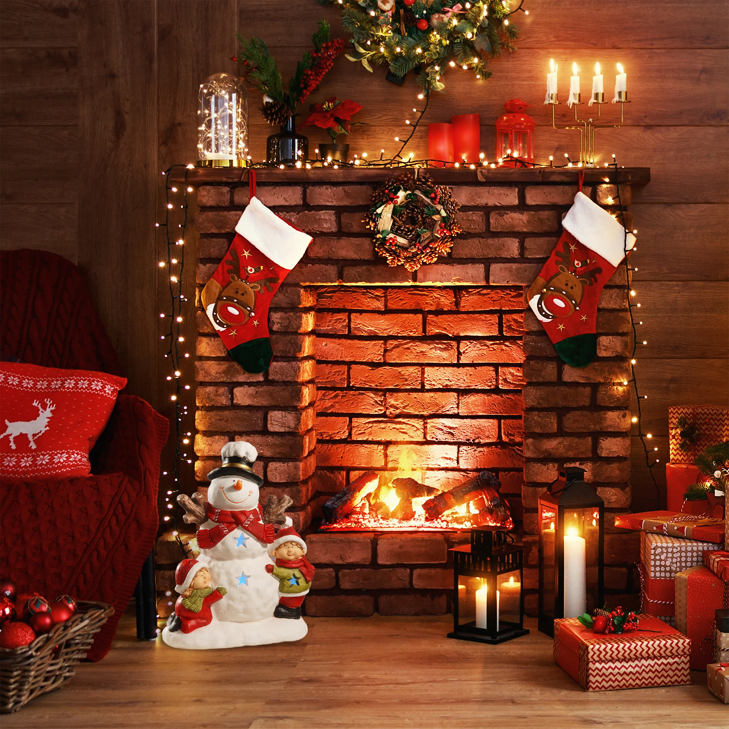 17 in. Lighted Snowman Decor Piece - Image 2