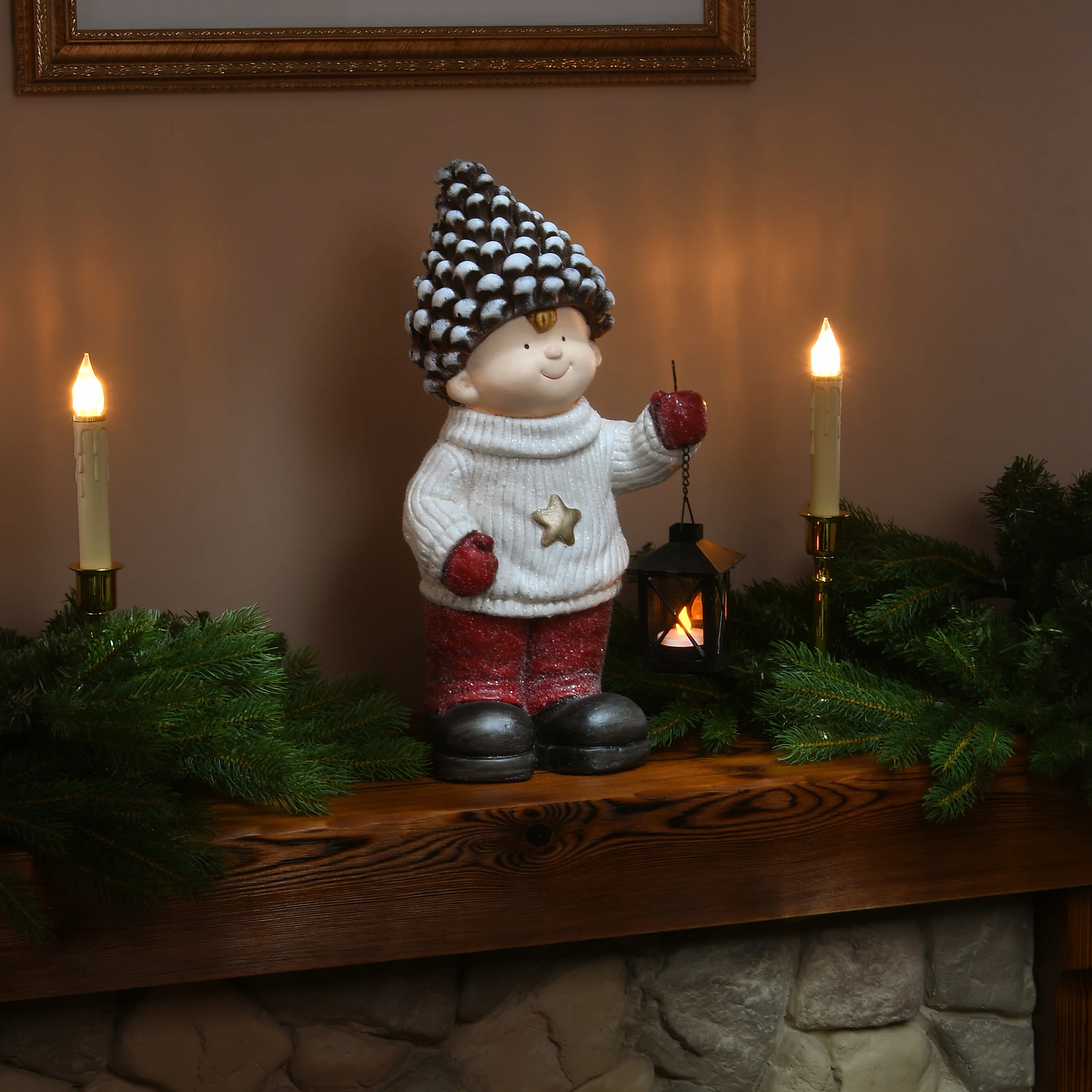 17 in. Pinecone Capped Boy Decor Piece - Image 2
