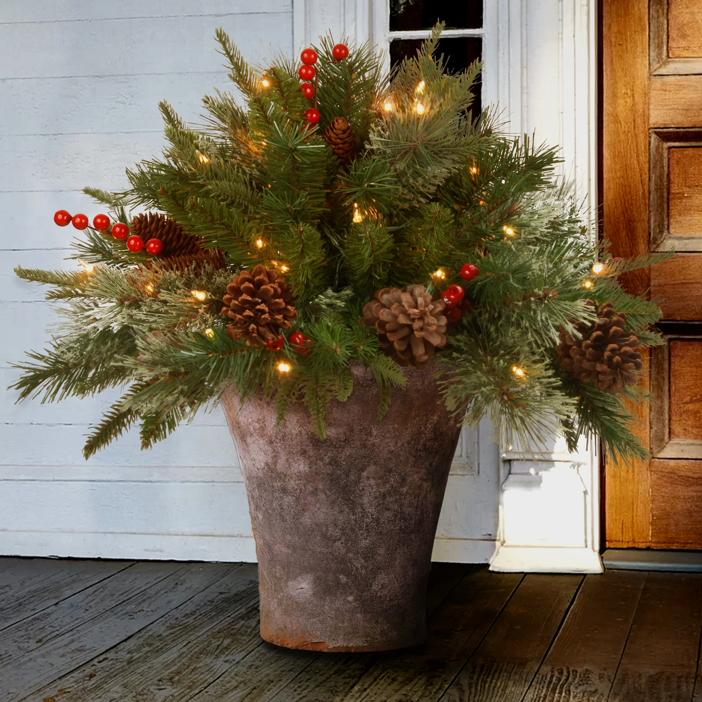 18 in. Colonial Fir Urn Filler with LED Lights - Image 2