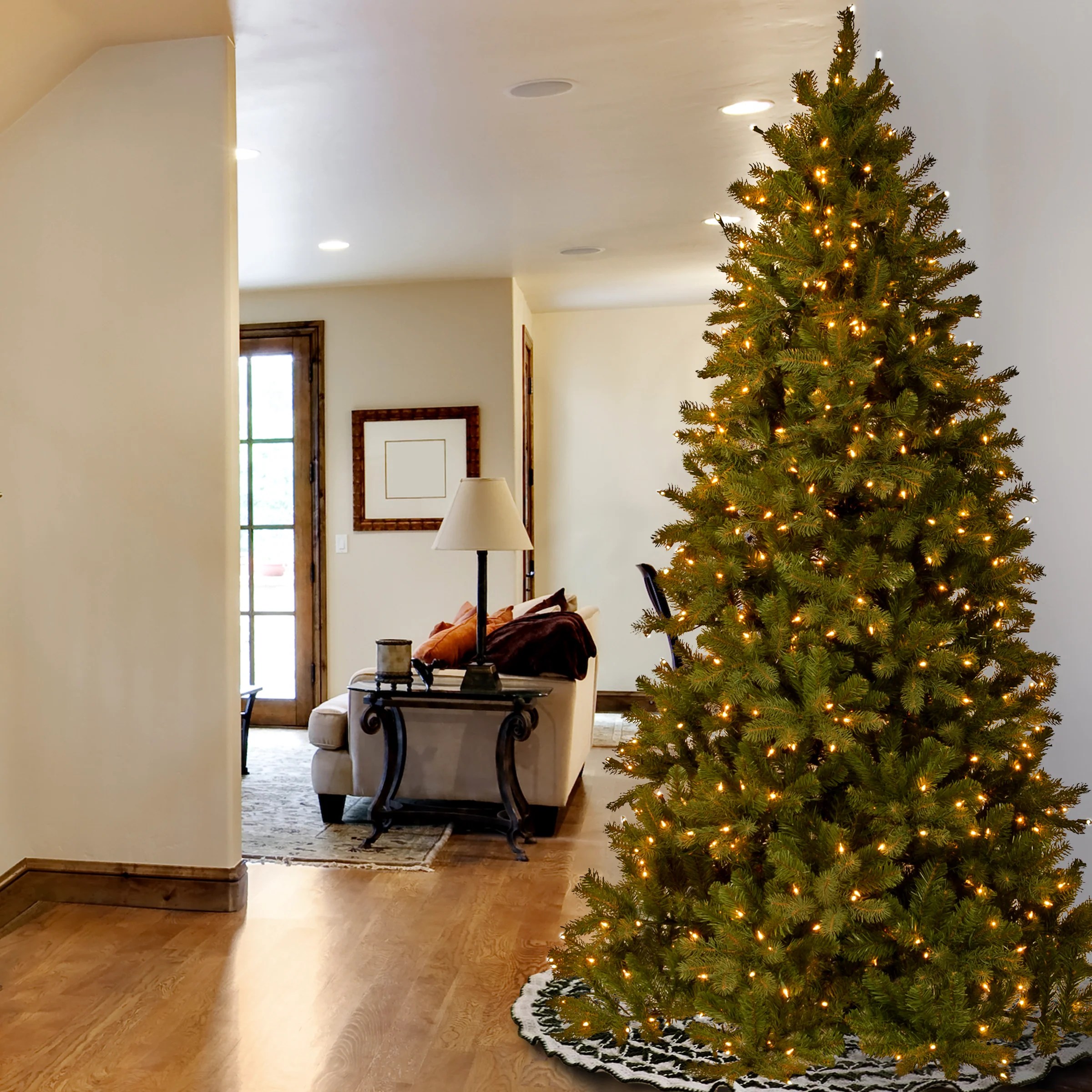 18 in. Pre-Lit Downswept Douglas Slim Fir Tree with Clear Lights - Image 2