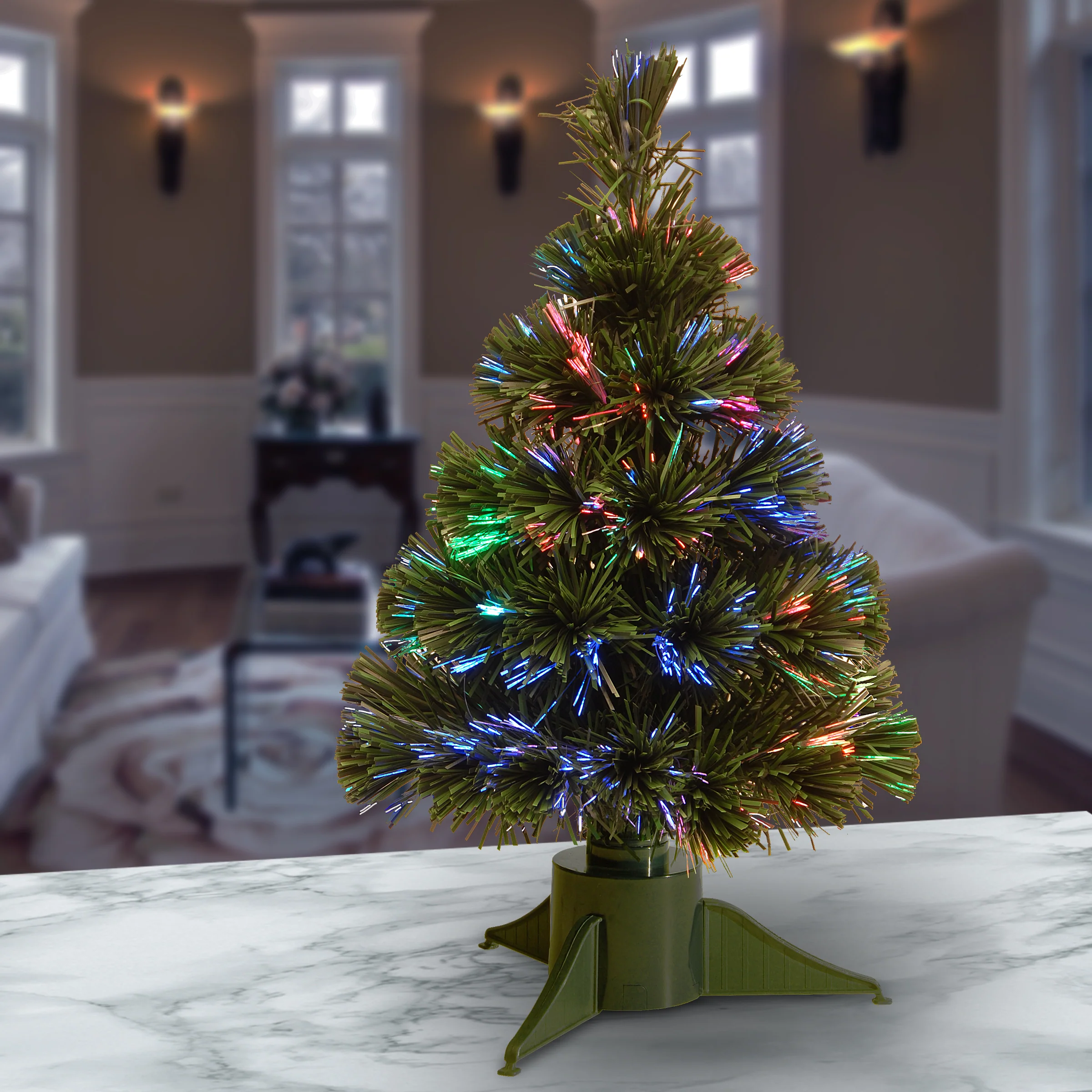 18 in.Pre-Lit Fiber Optic Ice Tree - Image 2
