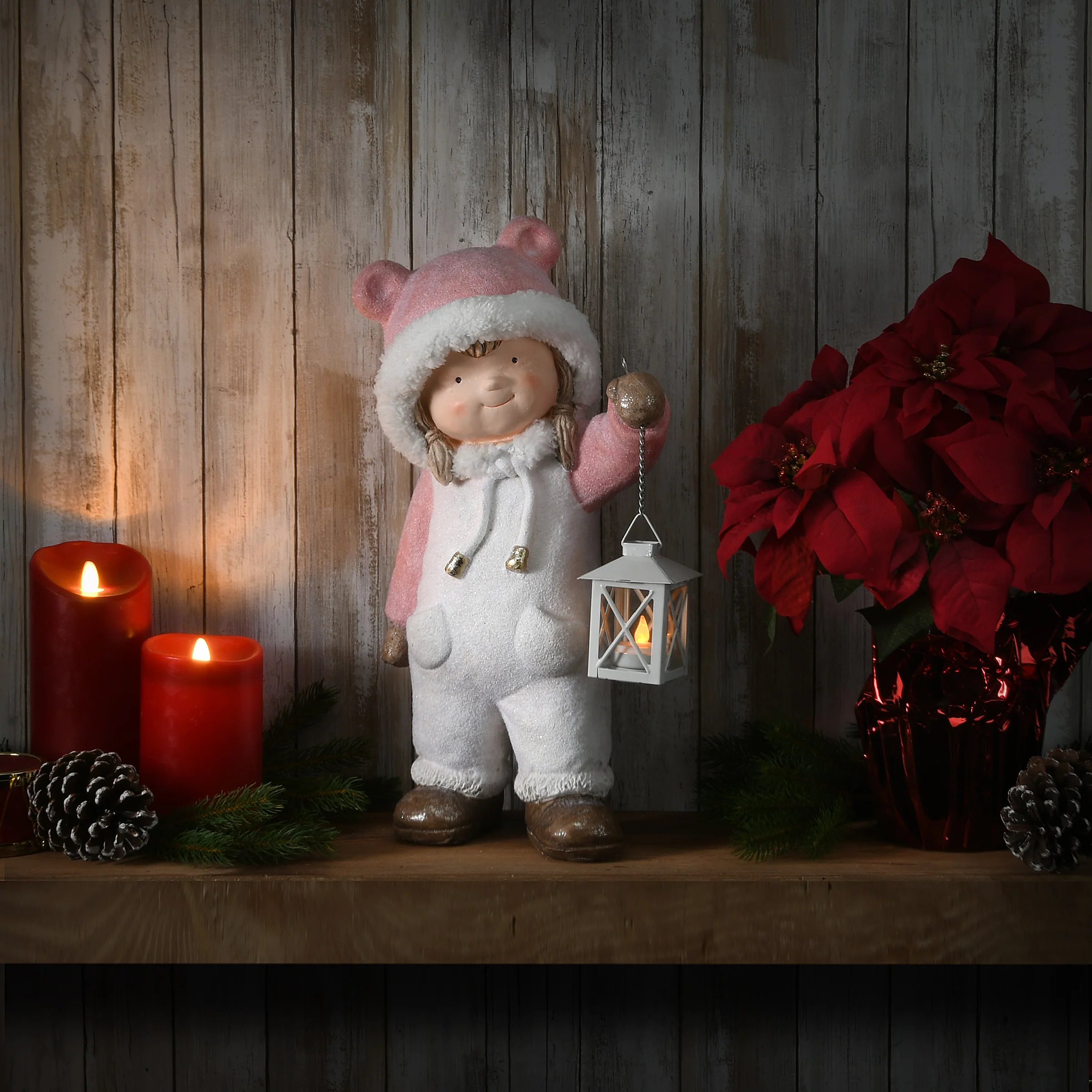 18 in. Girl in Snowsuit Candleholder Figuerine - Image 2