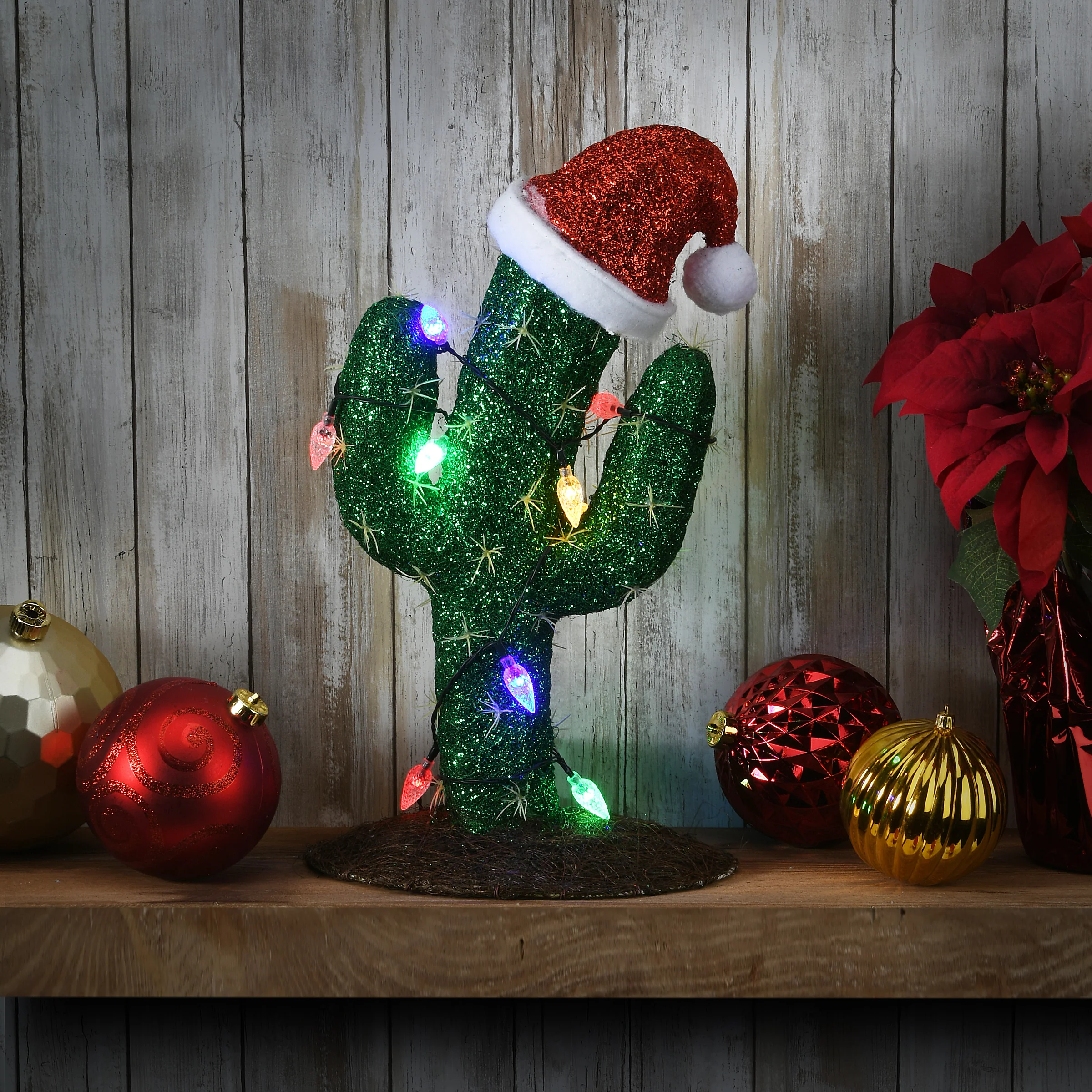 18 in. Pre-Lit Green Christmas Cactus - Image 2