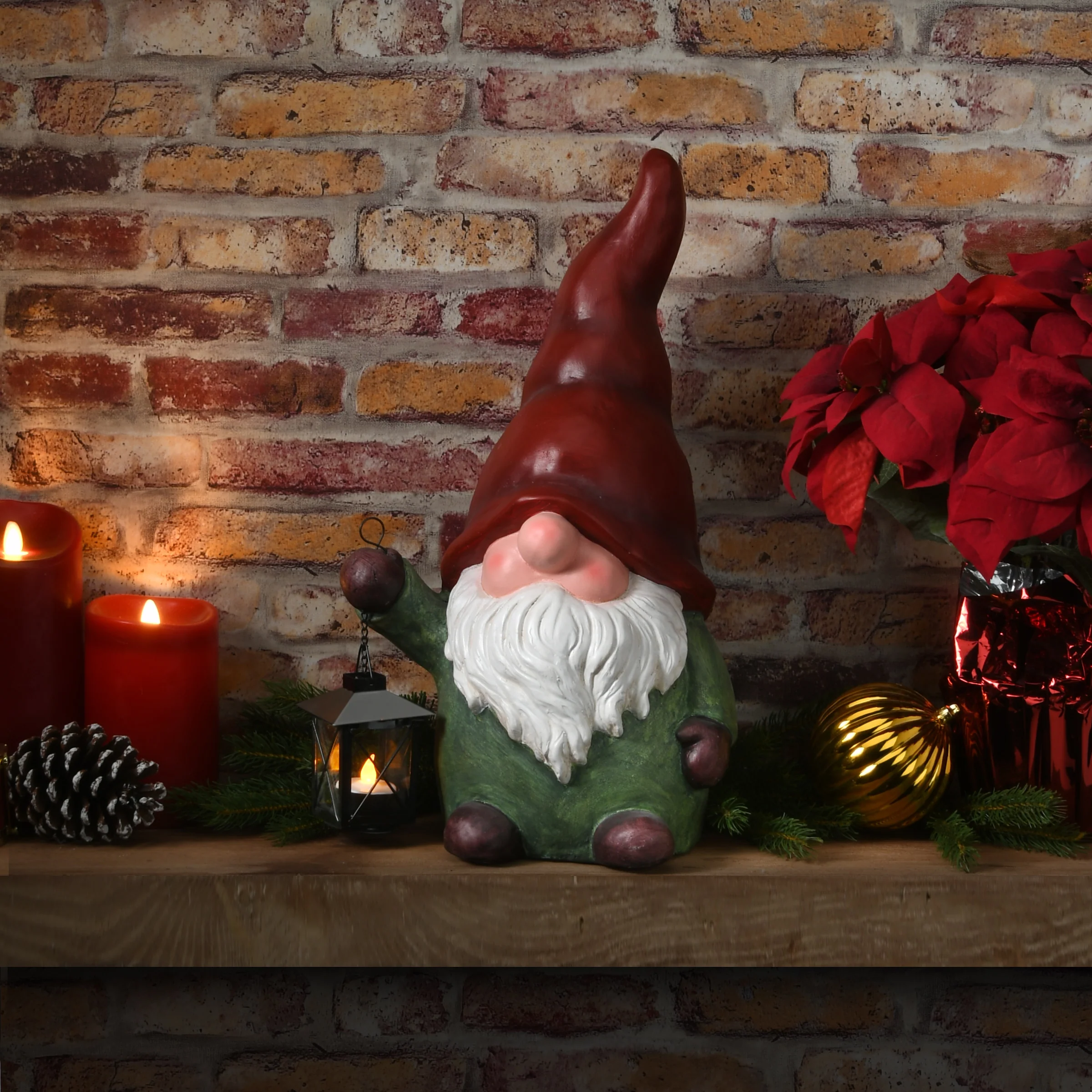 18 in. Red and Green Gnome Candleholder - Image 2