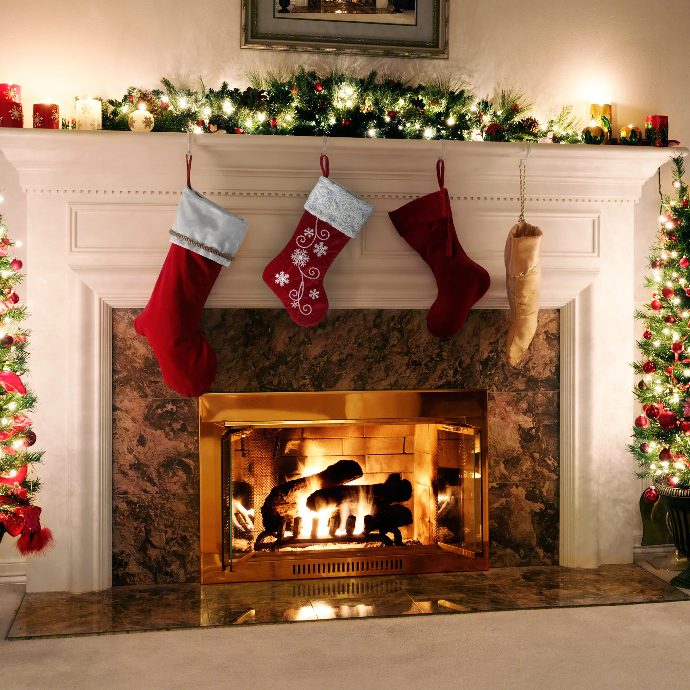 18 in. Red Christmas Stocking with Snowflakes - Image 2